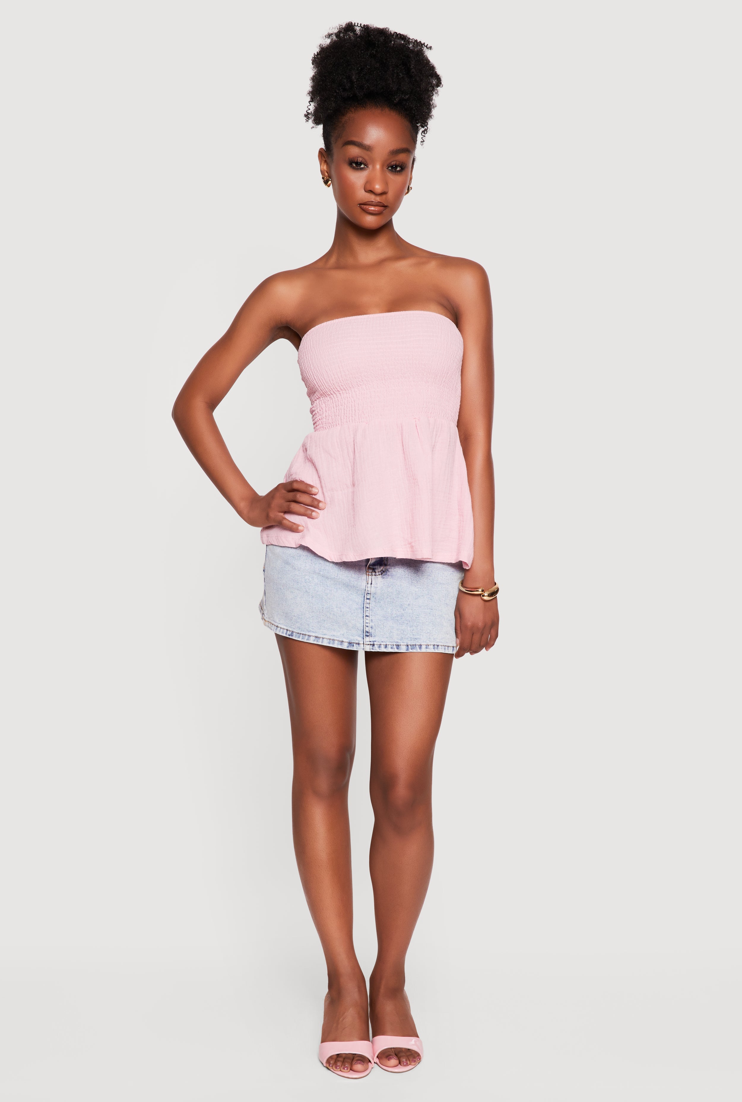 Smocked Peplum Tube Top