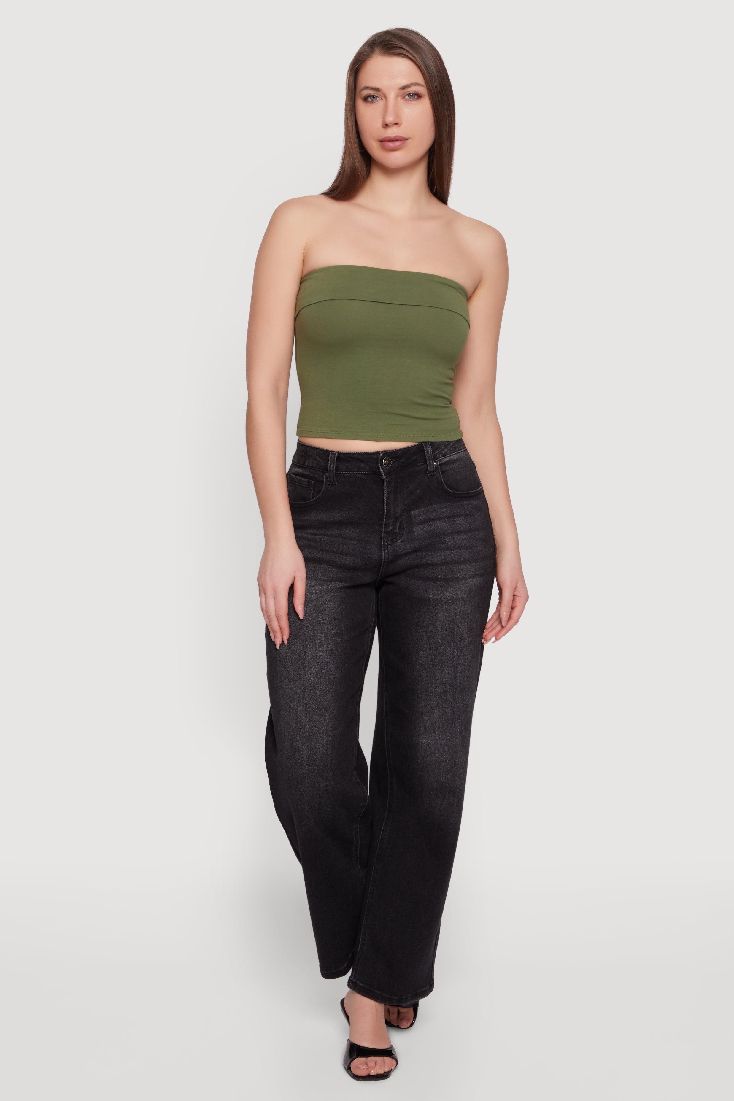 Cropped Fold Over Tube Top