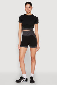 Striped Detail Seamless Biker Shorts