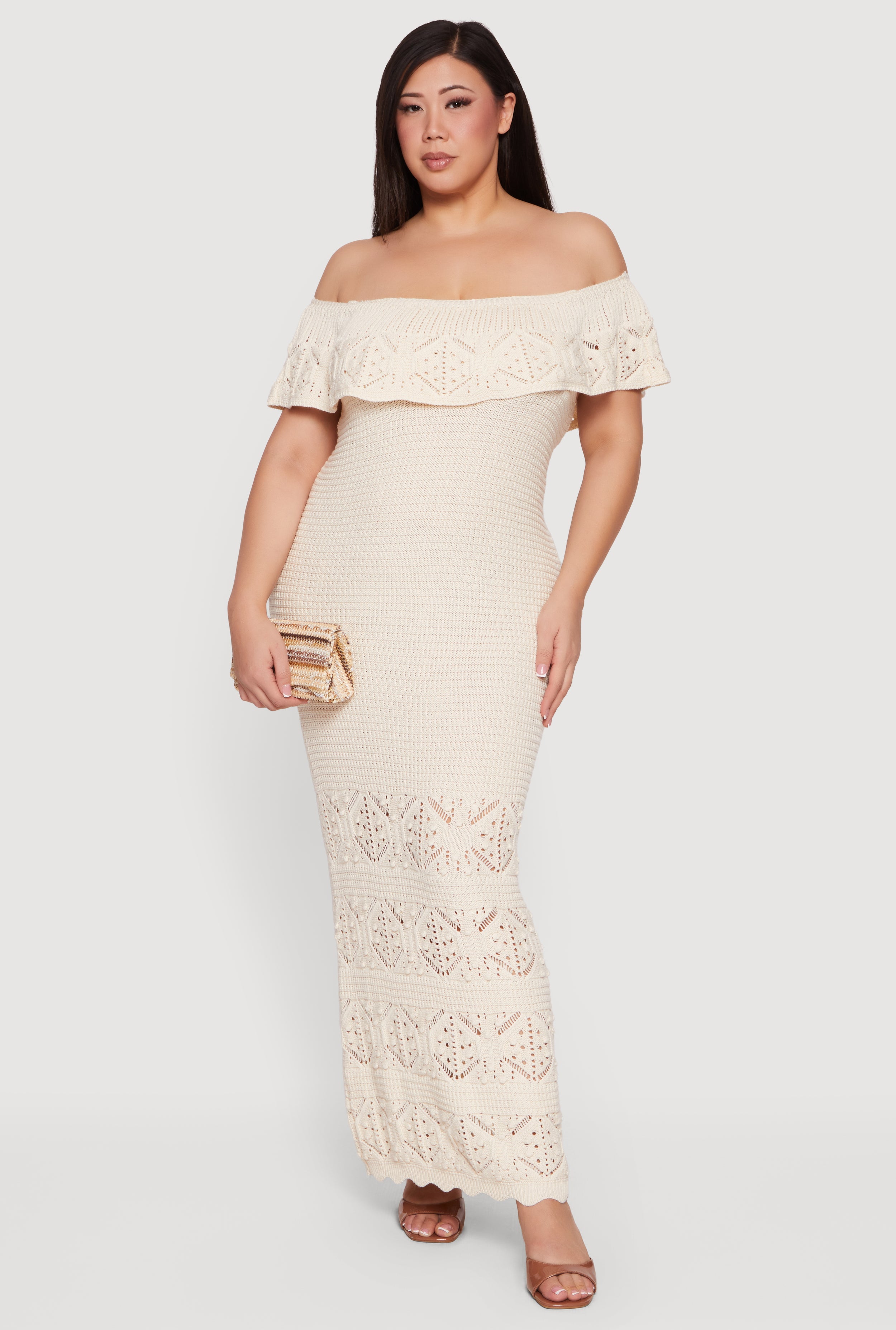 Plus Size Off The Shoulder Crochet Maxi Dress Plus Size Off The Shoulder Crochet Maxi Dress