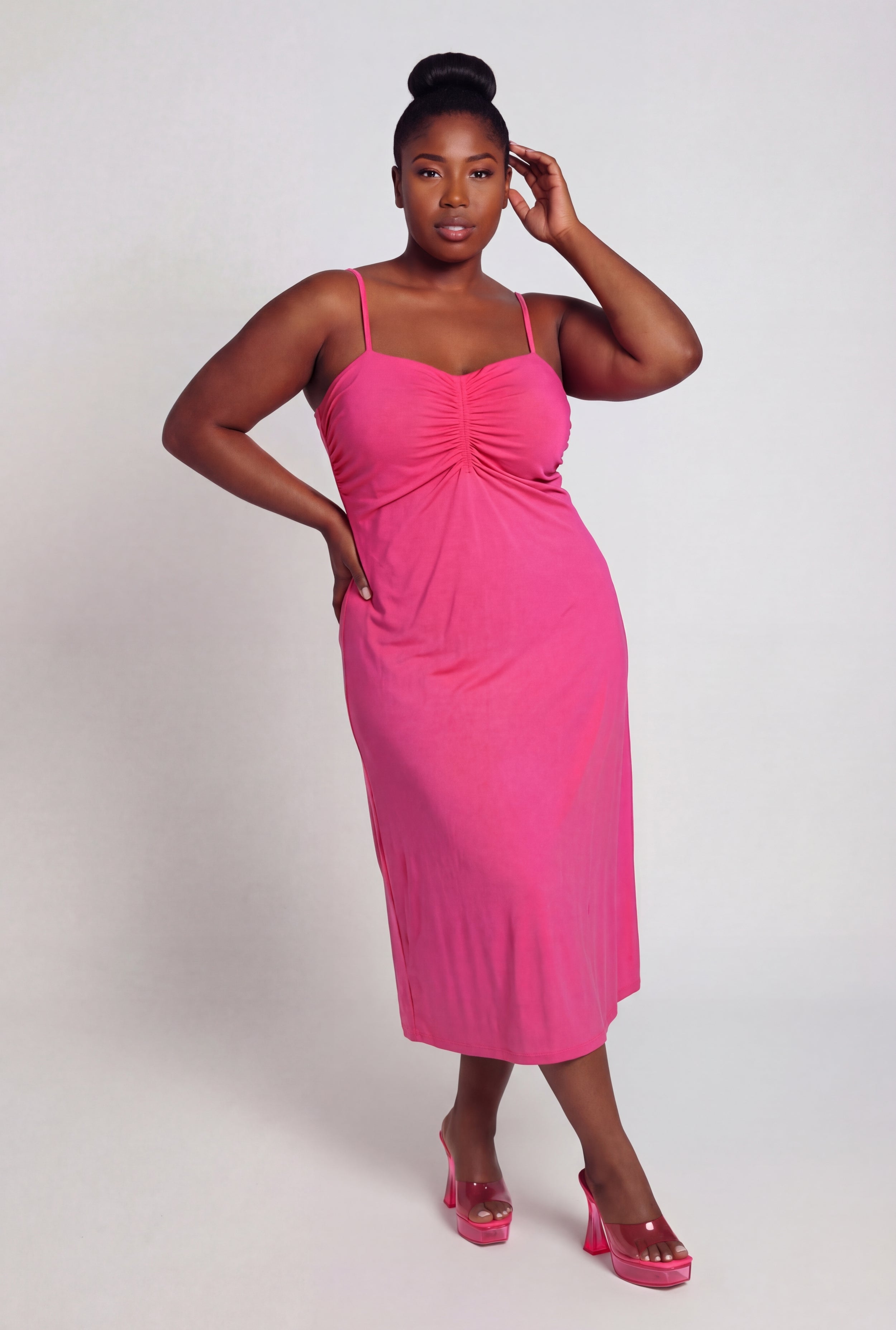 Plus Size Ruched Front Cami Maxi Dress