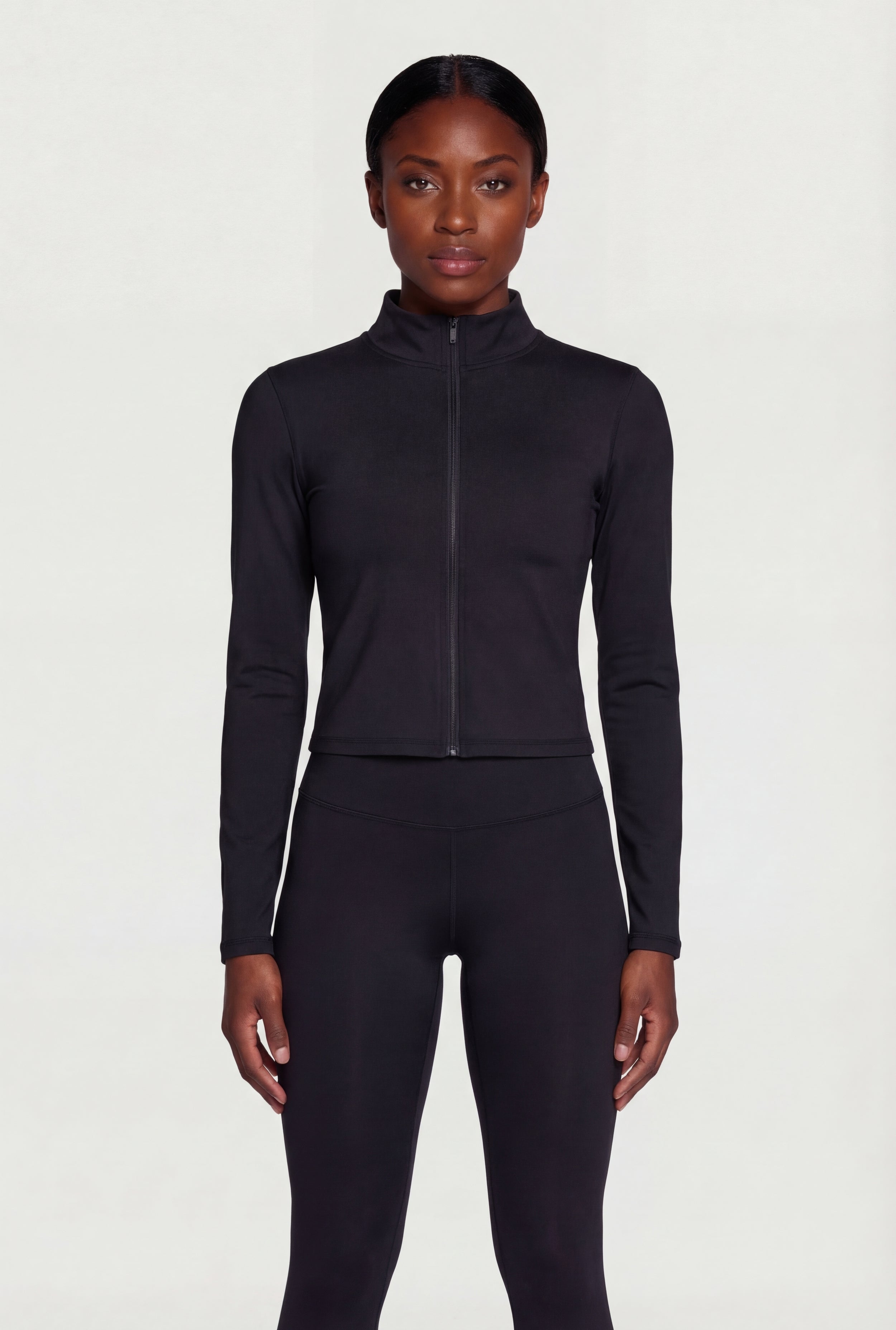 ブラック ジップアップ ウェア Mock Neck Zip Front Active Jacket