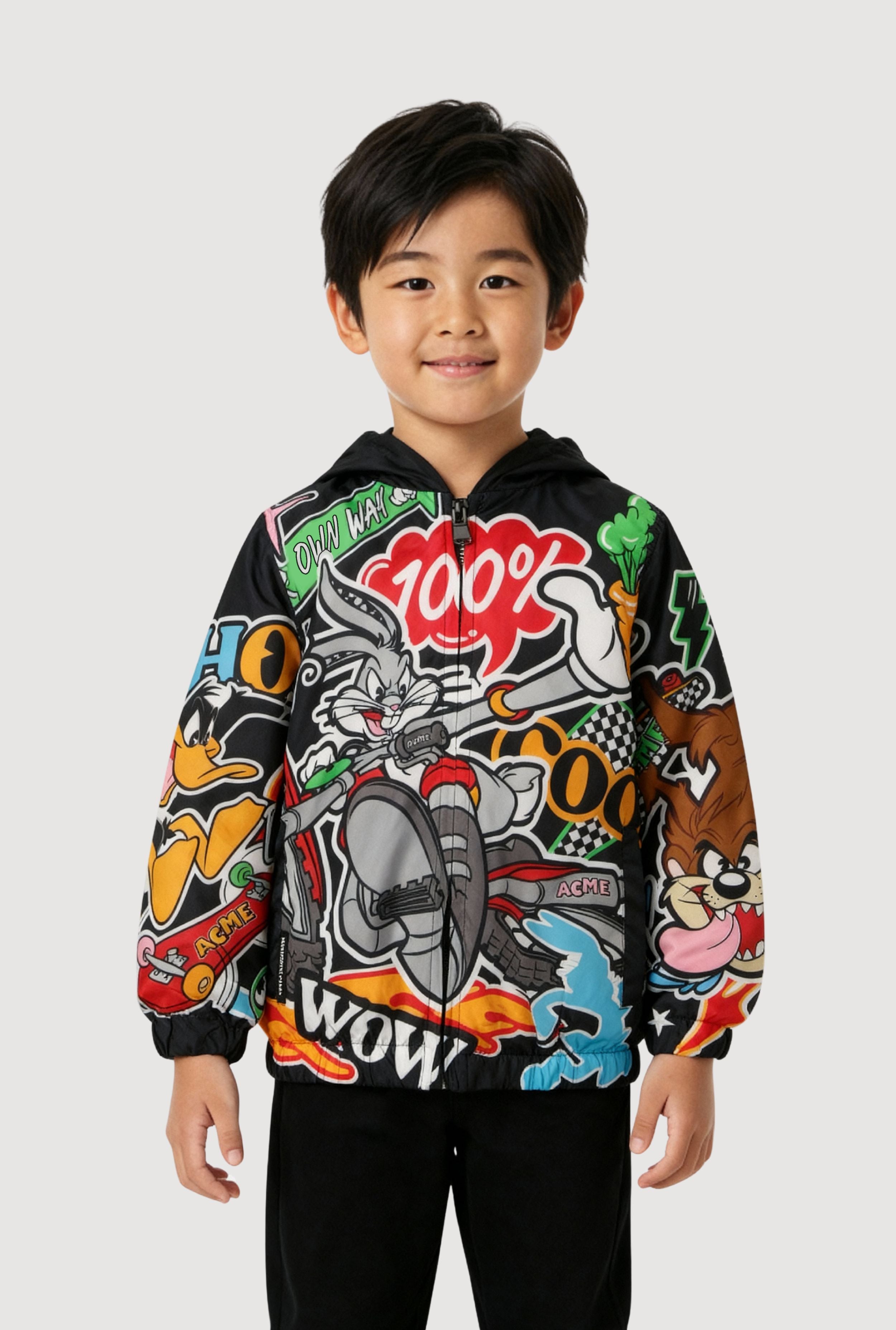 Little Boys Looney Tunes Graphic Hooded Windbreaker