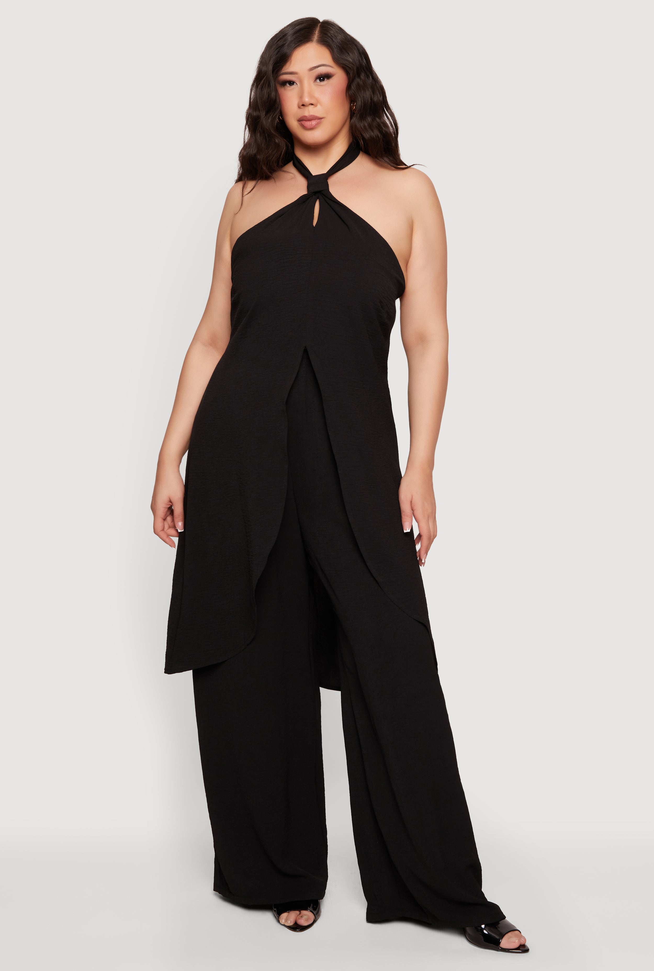 plus size black dress slacks Wide Leg High Waisted Pants Color:Classic Black Black Corset Dress With Casual dress Designed for effortless day