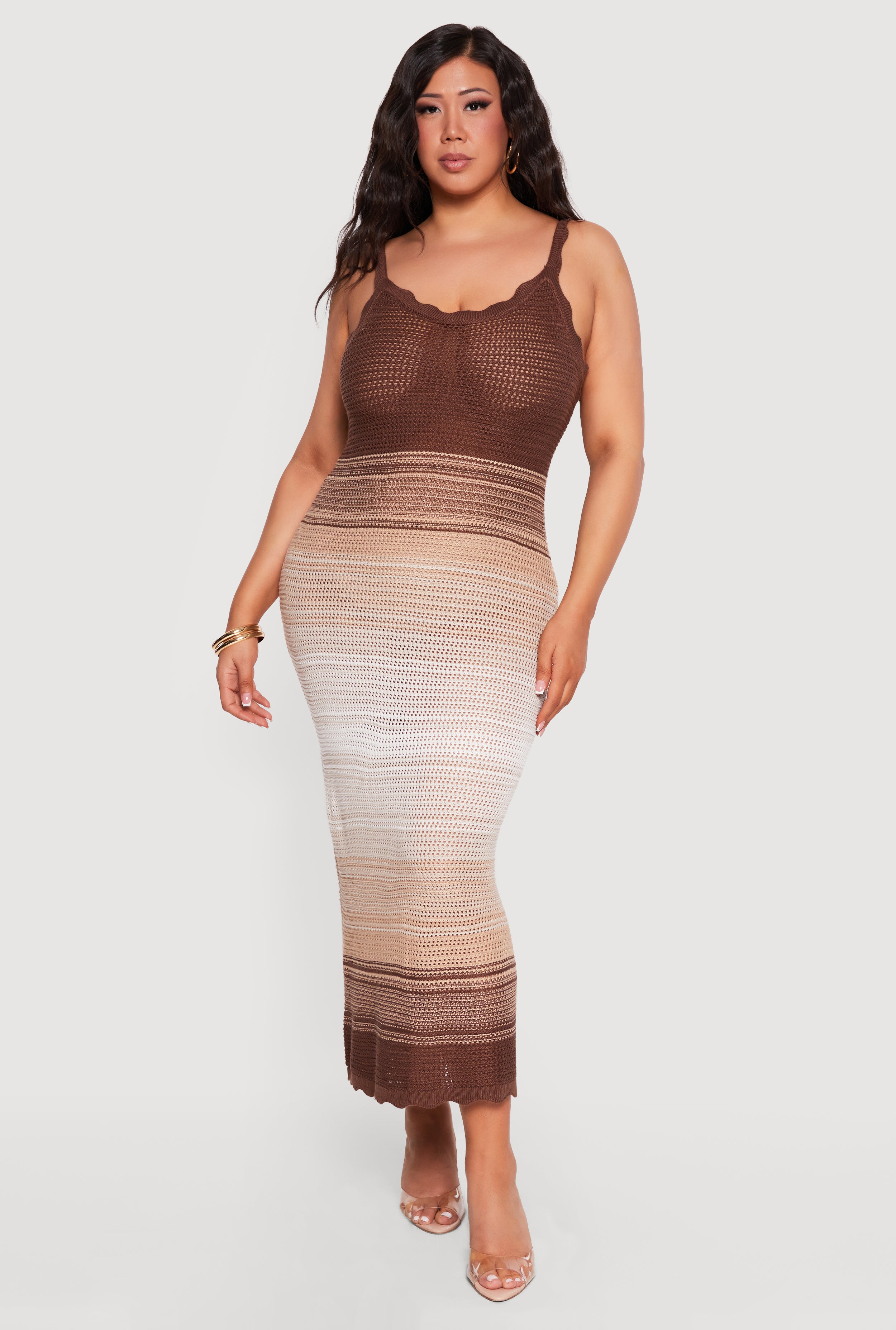 plus size ombre maxi dress Striped Crochet Cami High Neck Muslim Bridal Wear brunch dates Color:TIE-DYE RED Buy Women's Cover Ups
