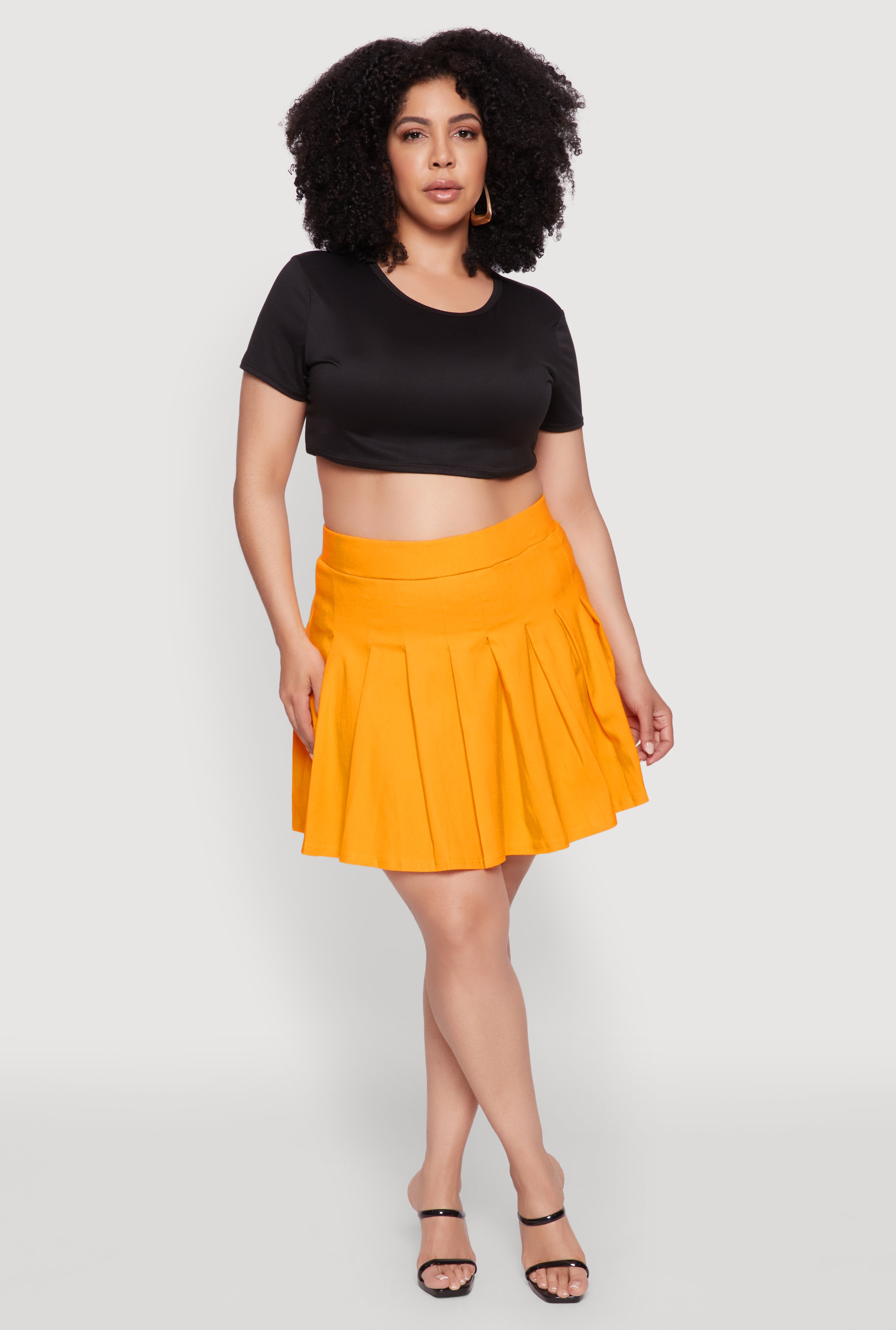 Plus Size Chic High Waisted Mini Pleated Skirt - Main Image