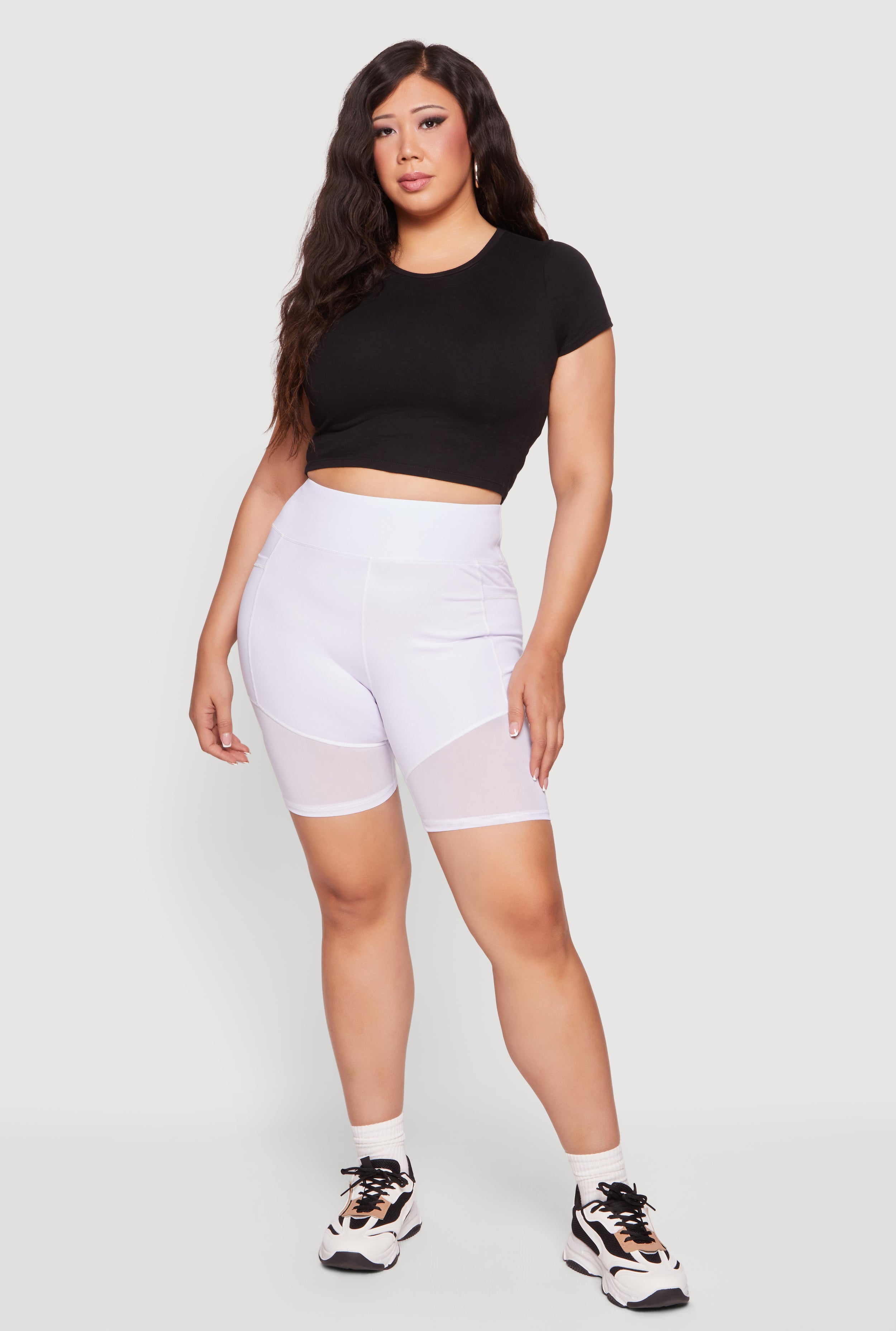 Plus Size Mesh Insert Bike Shorts