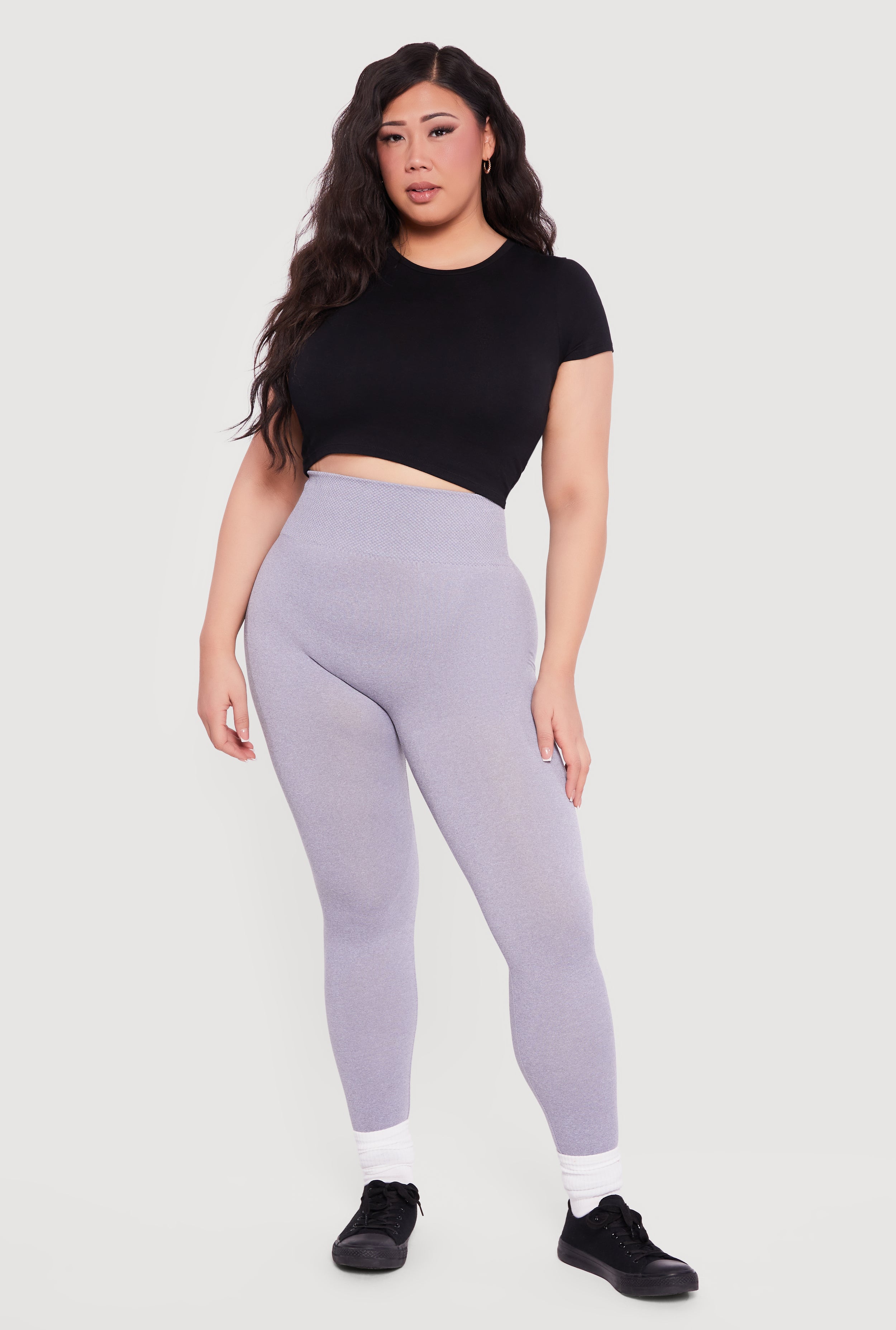 Plus Size Waffle Knit Waist Leggings