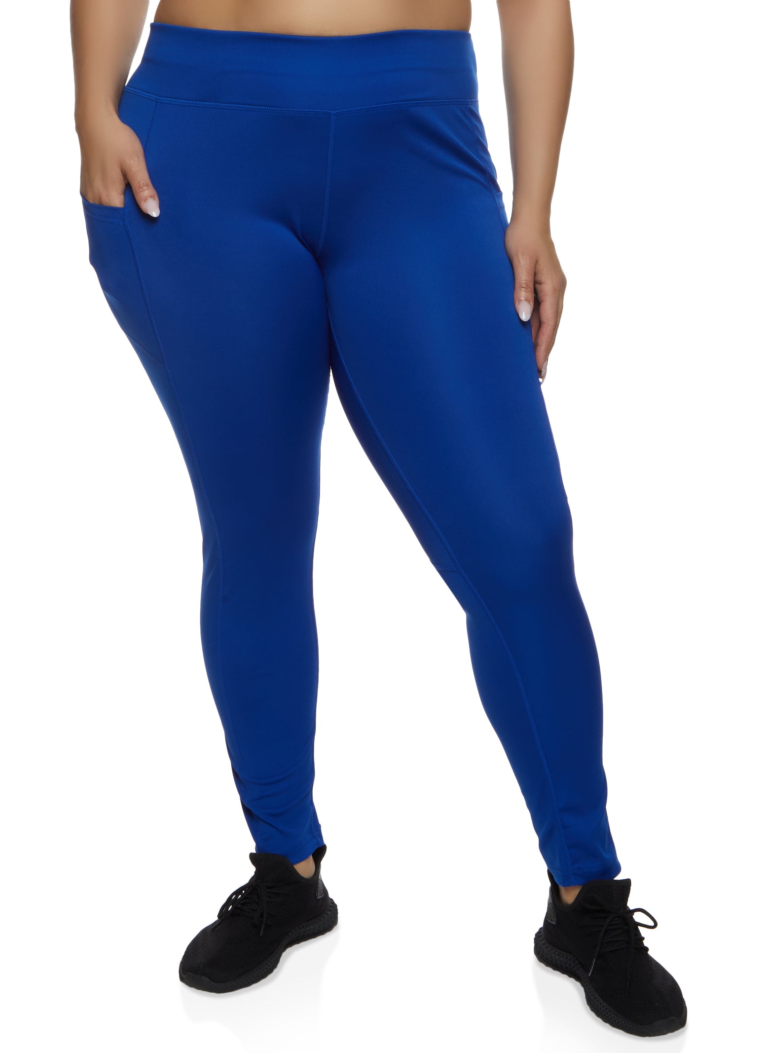 Plus Size Decorative Stitch Side Pocket Leggings