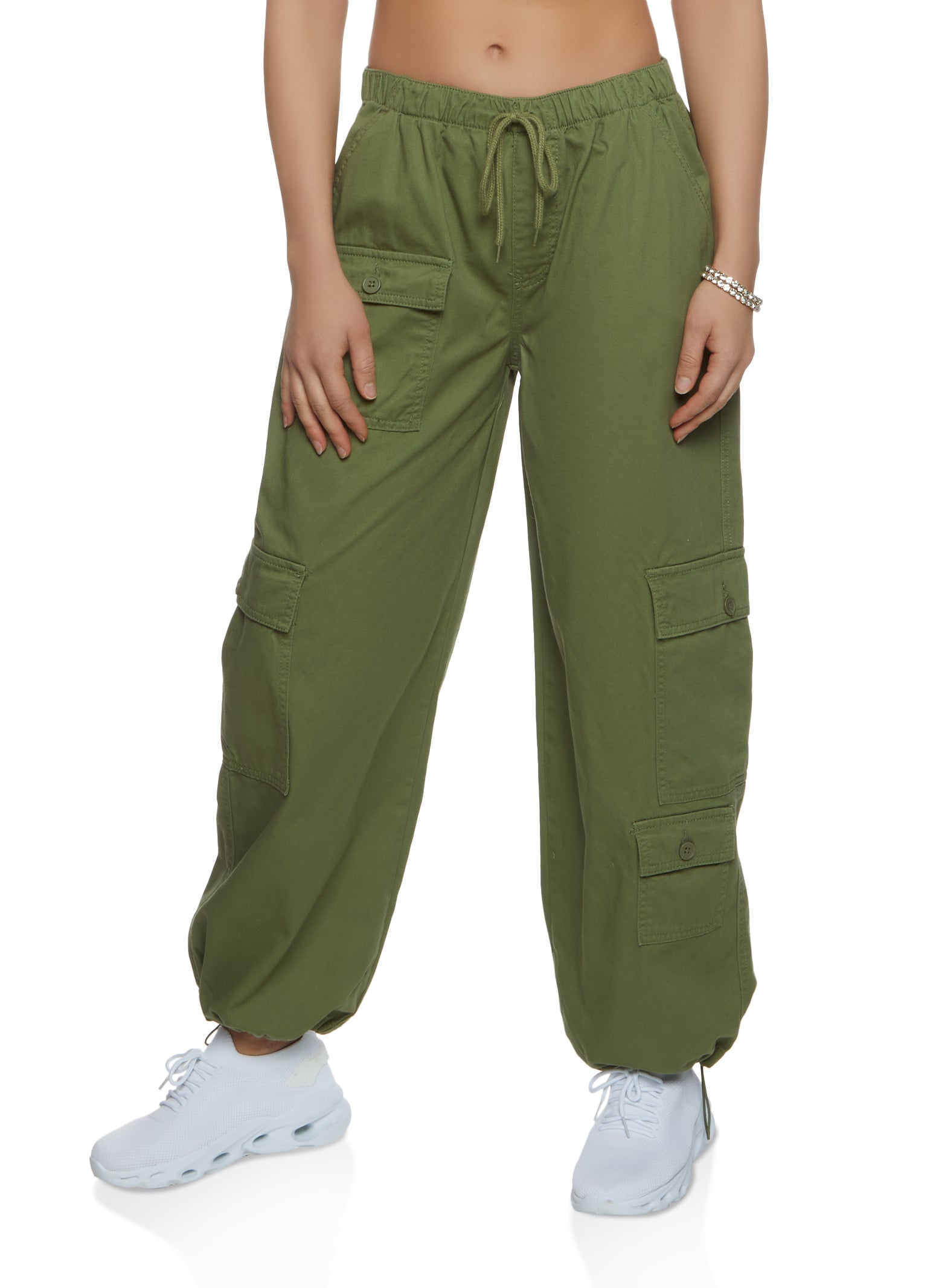 Twill Drawstring Cargo Pants