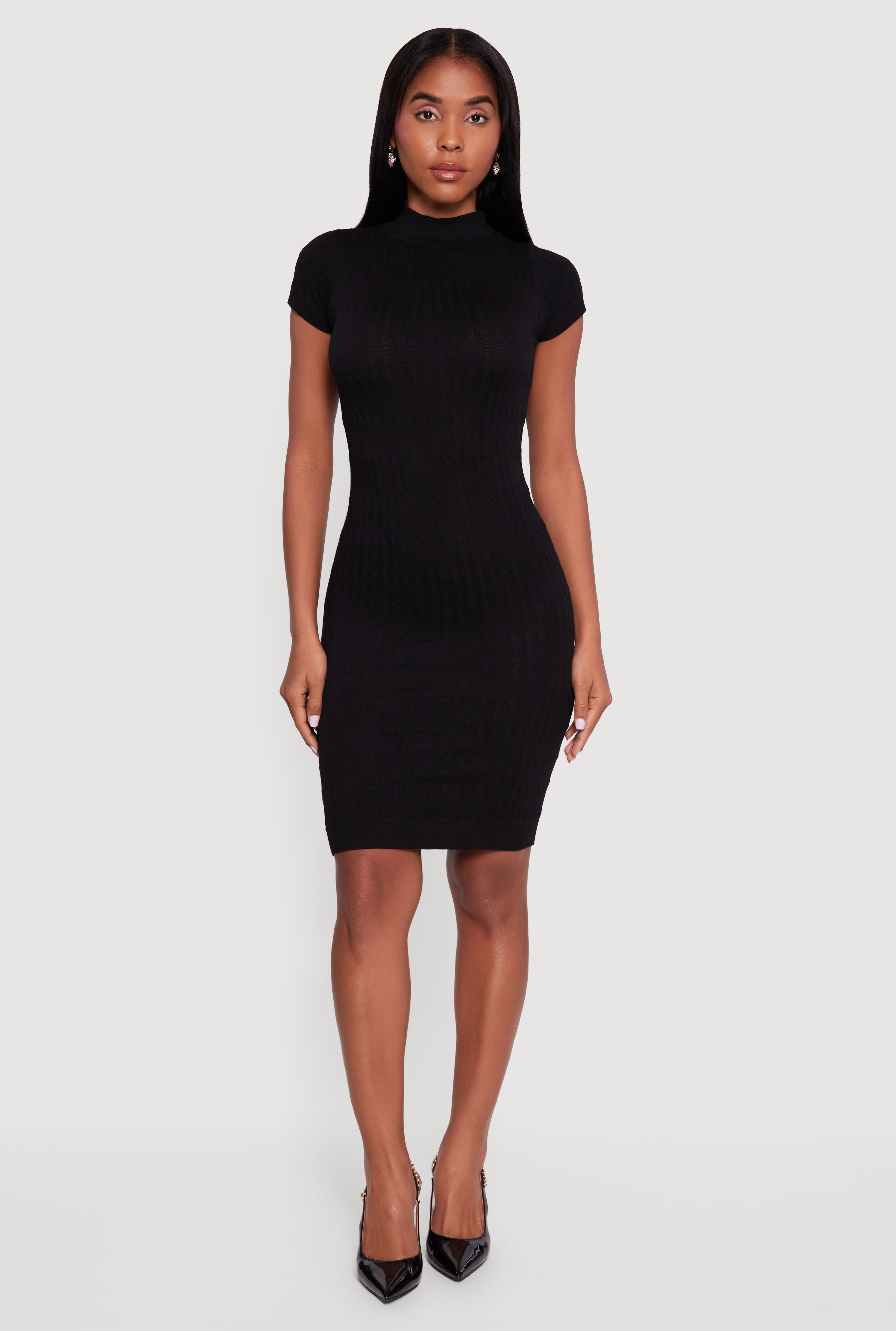 short sleeve dress bodycon Short Sleeve Mock Neck Bodycon Dress