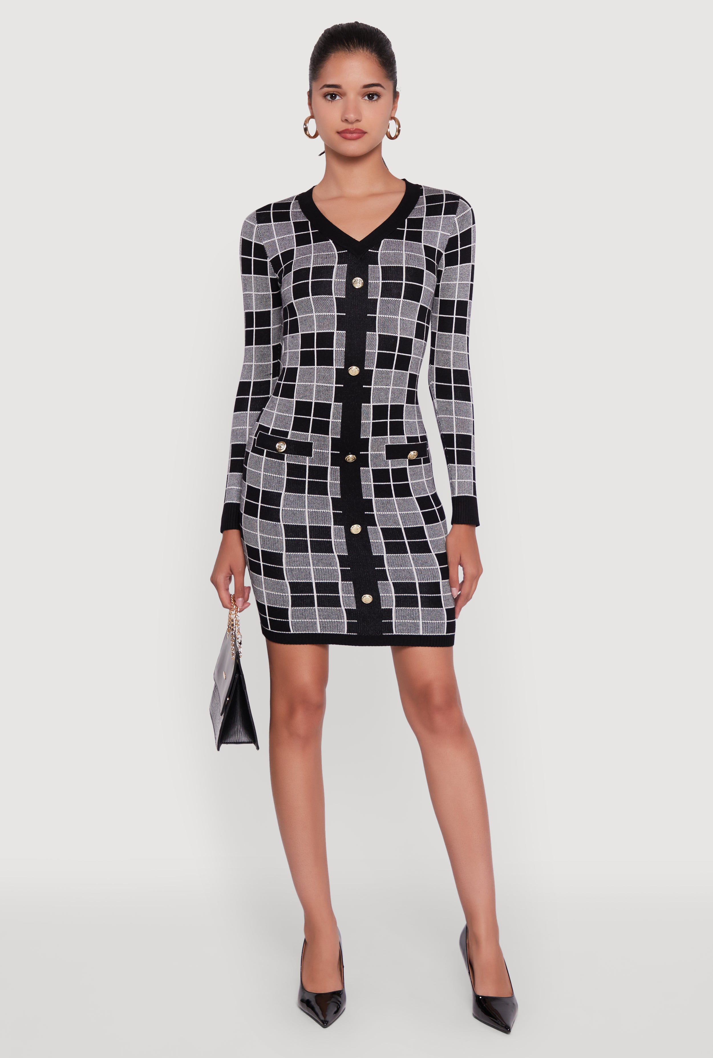 Checkered Plaid Long Sleeve Dress Checkered Plaid Long Sleeve Dress