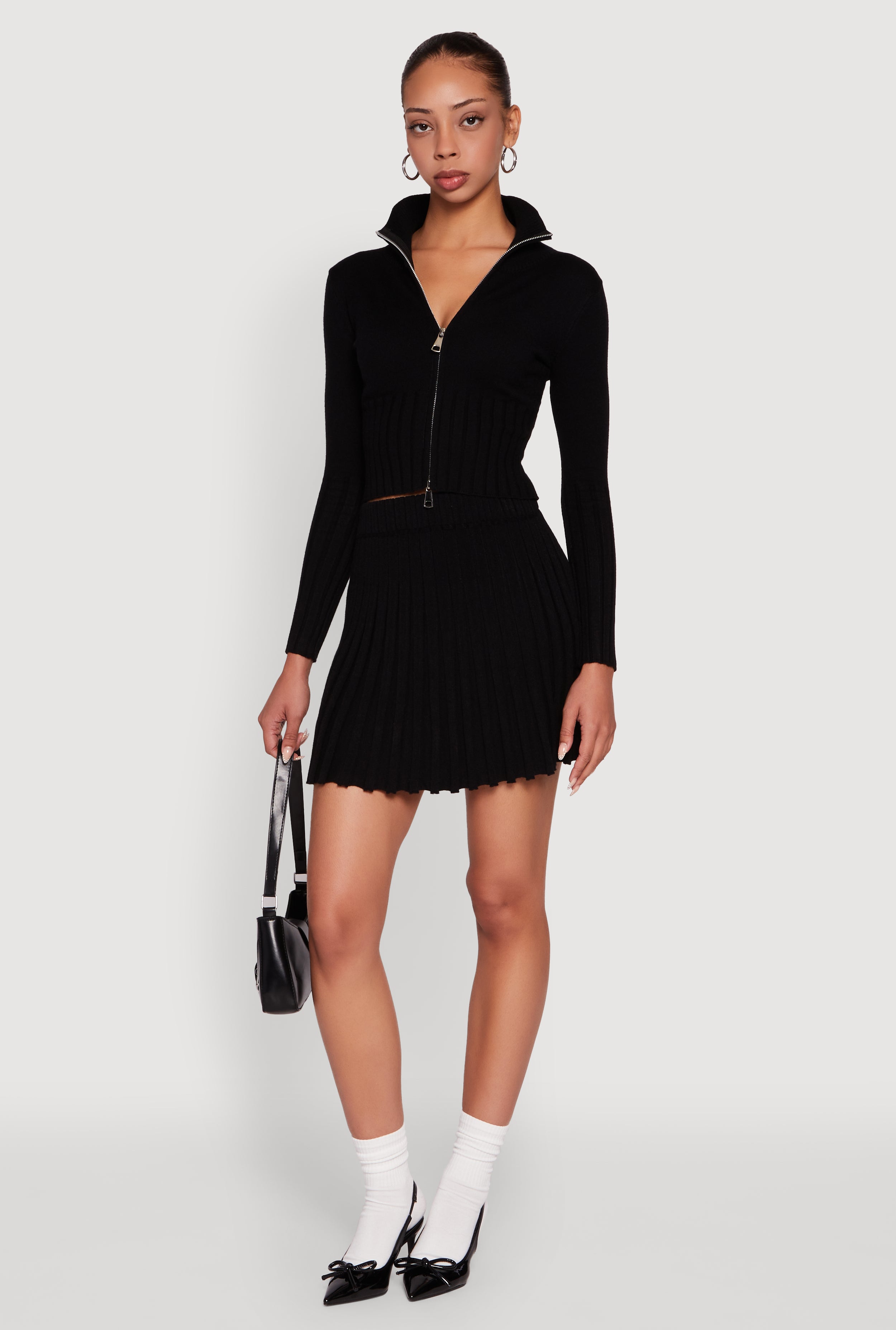 Ribbed Wood Mini Skirt