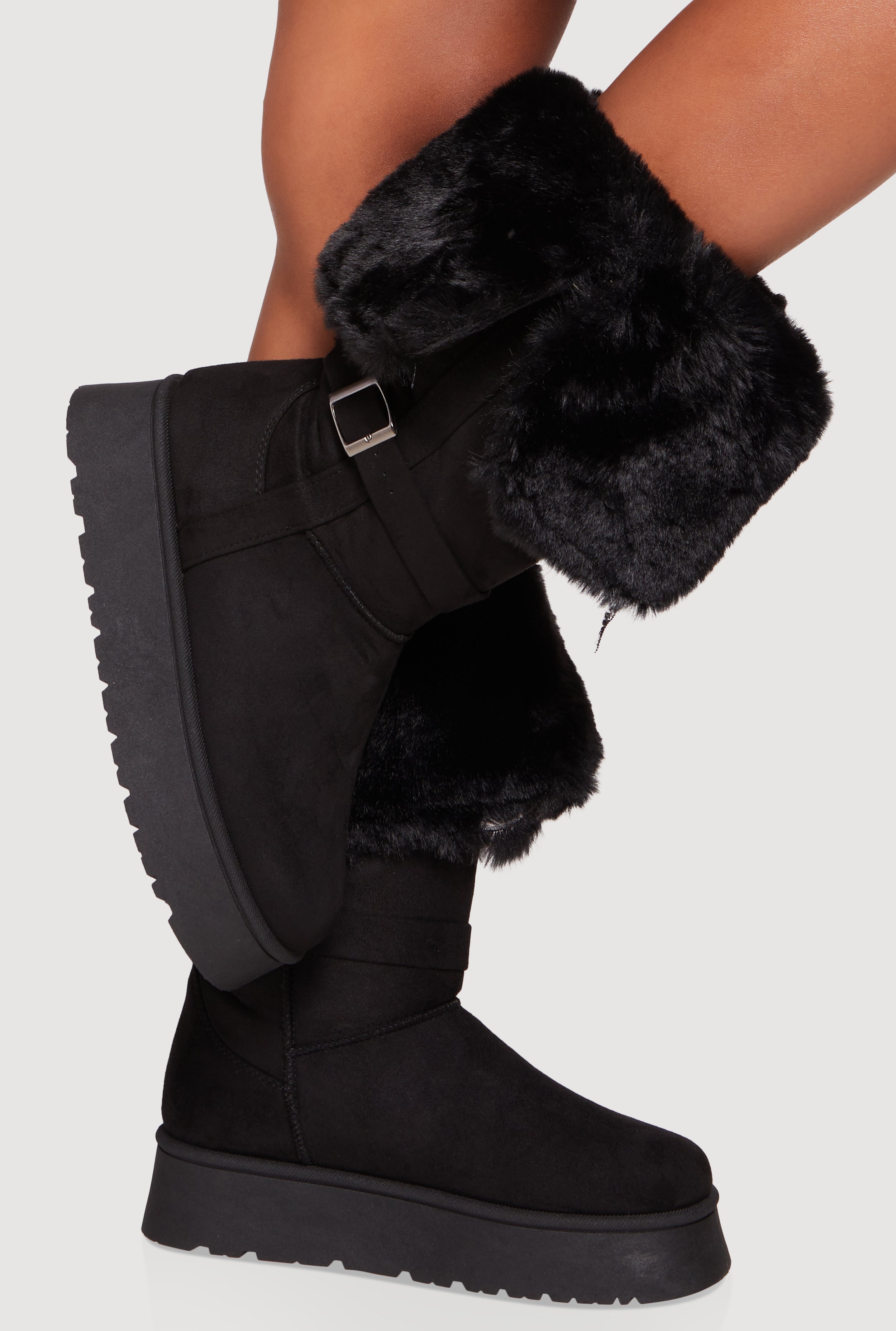 Modern Fiction Black Suede Boots Pull On Stretch Panels with Pull Straps sz 10.5 4ba61a0e2cc367439298aed79b9ce4  main image 2