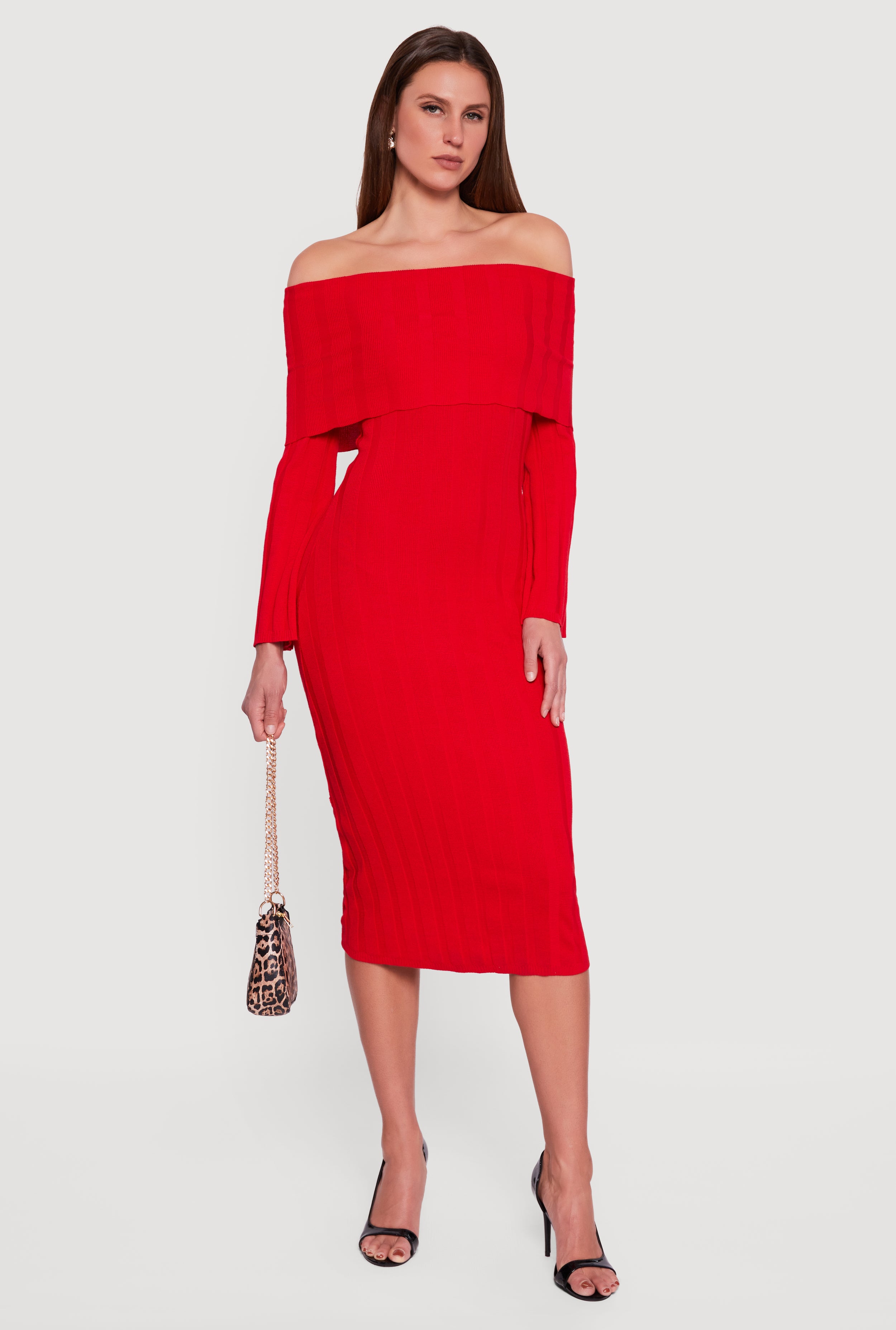 sweater knit midi dress forever 21 Women's Fold-Over/Off-the-Shoulder – Cozy Dress For Versatile Shoulder