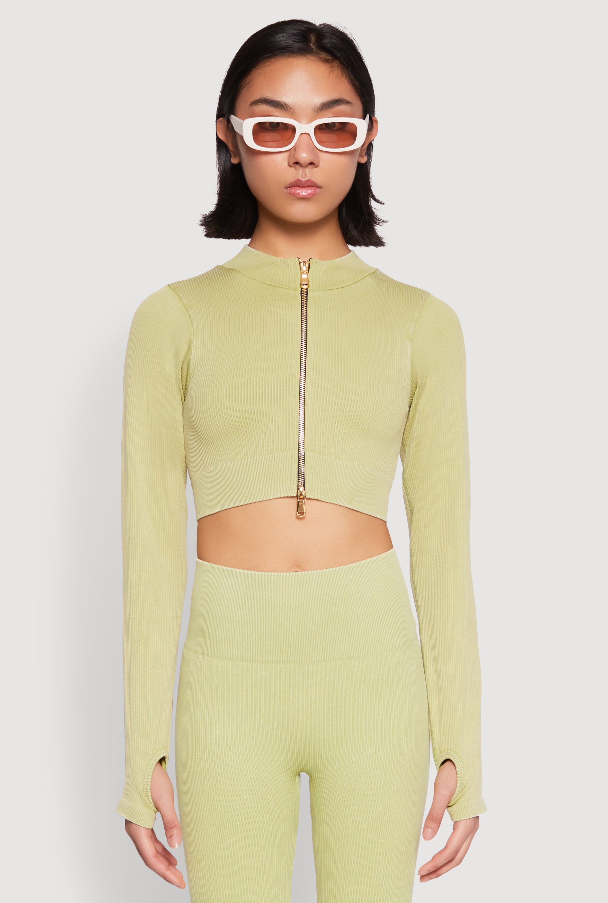 daisy32  TRACKTOP ジェンダーニュートラル Daisy Ribbed Knit Cropped Track Jacket