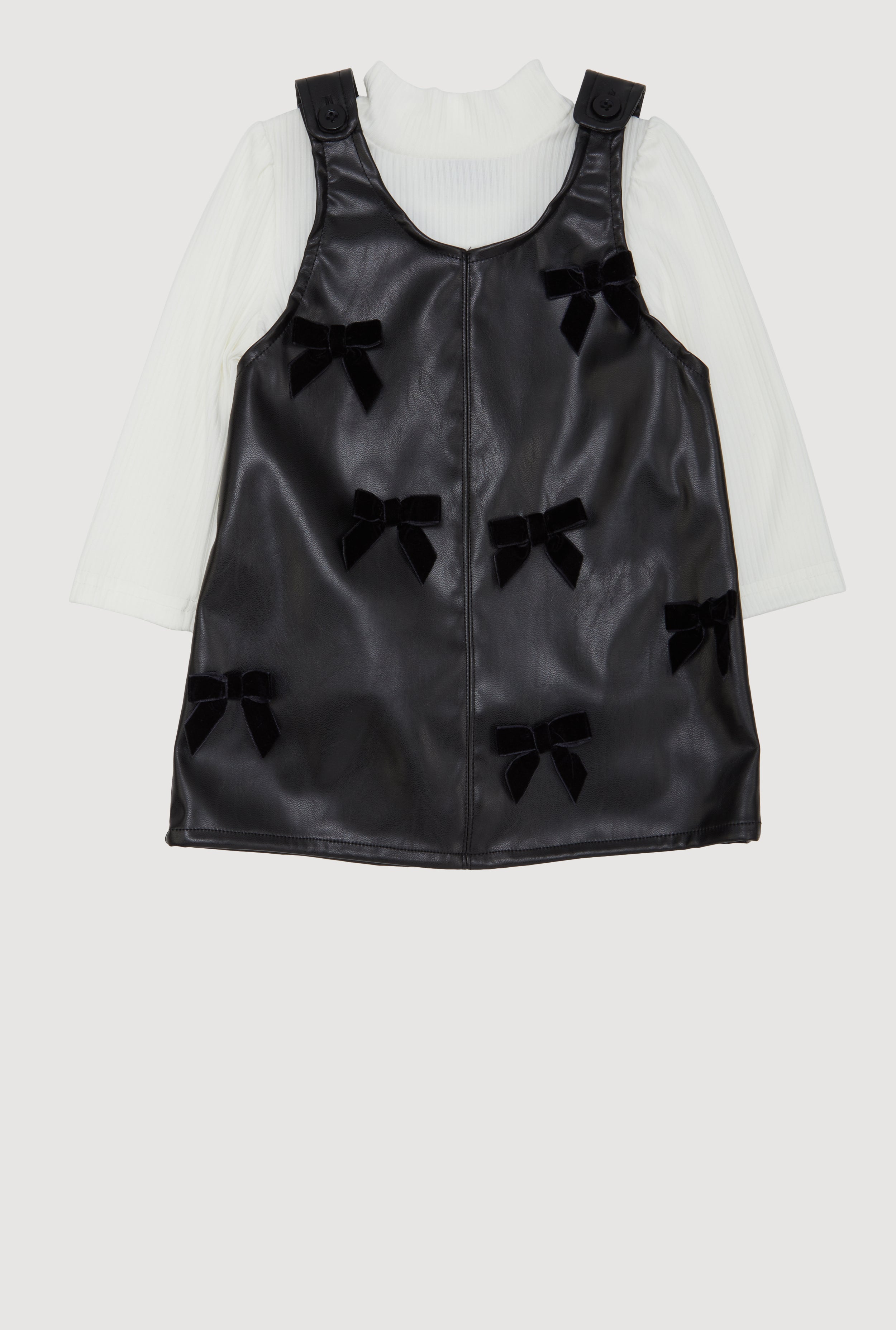 pu leather dress kids Baby Girls 12-24M Faux Bow Detail Overall with Top aus-trip-kaili-tina Product Details 2026 Homecoming Dresses | Size:XXS(12/18mos)
