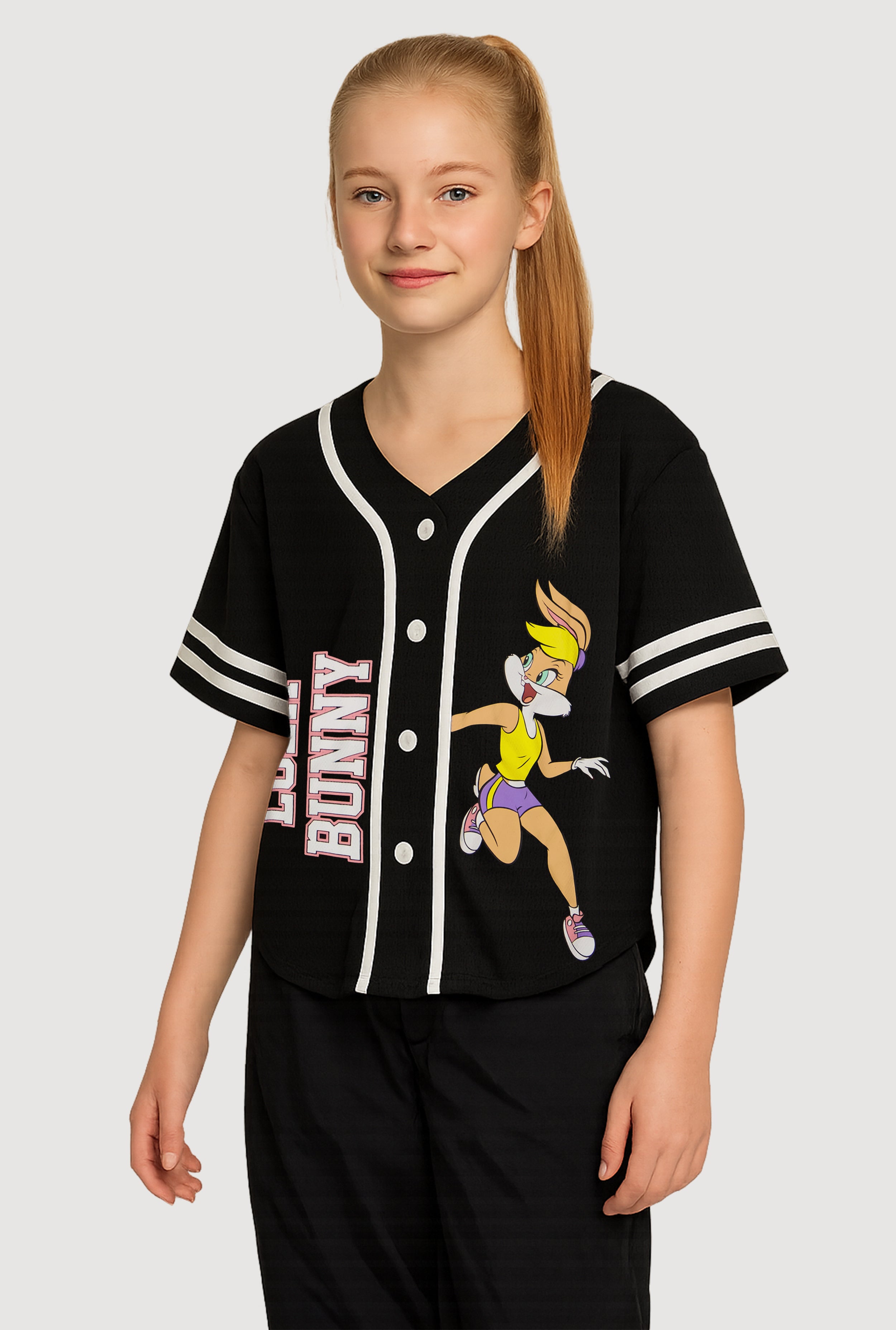 Girls Looney Tunes Lola Bunny Graphic Baseball Jersey