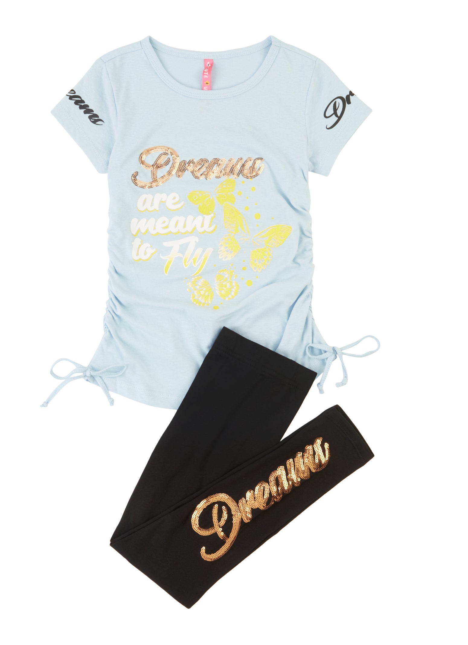 Little Girls Dreams Are Meant To Fly Sequin Tee and Leggings