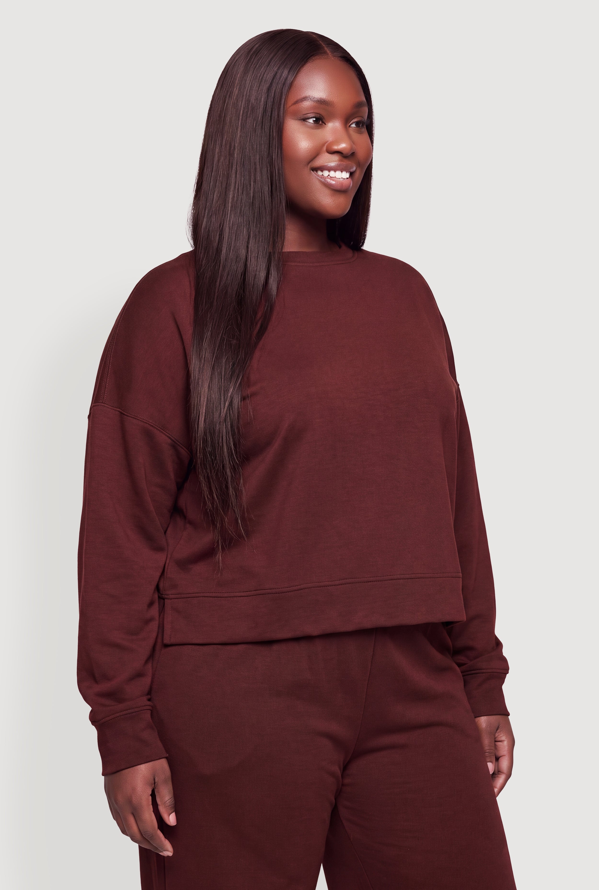 Plus Size Drop Shoulder Pull Over Sweatshirt