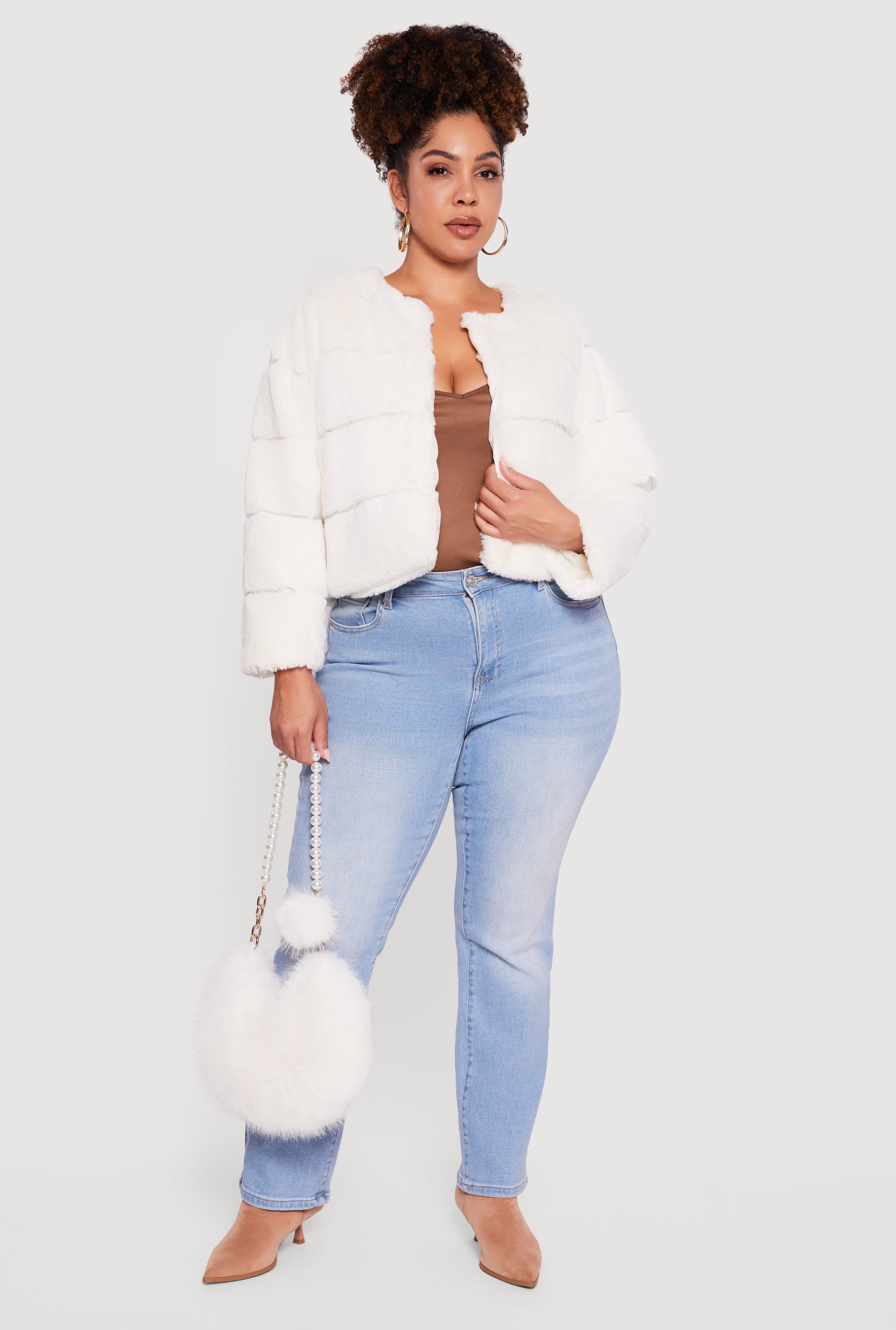 美品★マッキントッシュ ブルーフォックス ダウンベスト 白 フード M 38 Plus Size Almost Famous Faux Fur Jacket