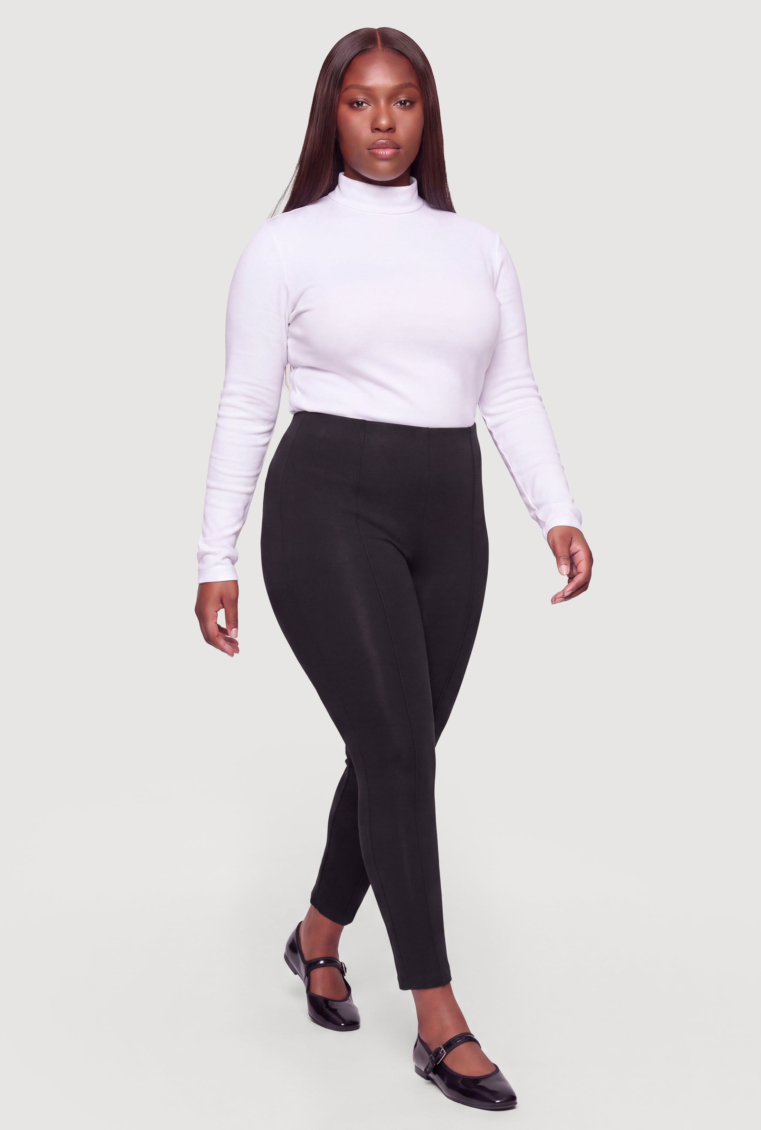 PERFECT FORM LEGGINGS plus Lサイズ Plus Size Textured Waistband Fleece Lined Leggings