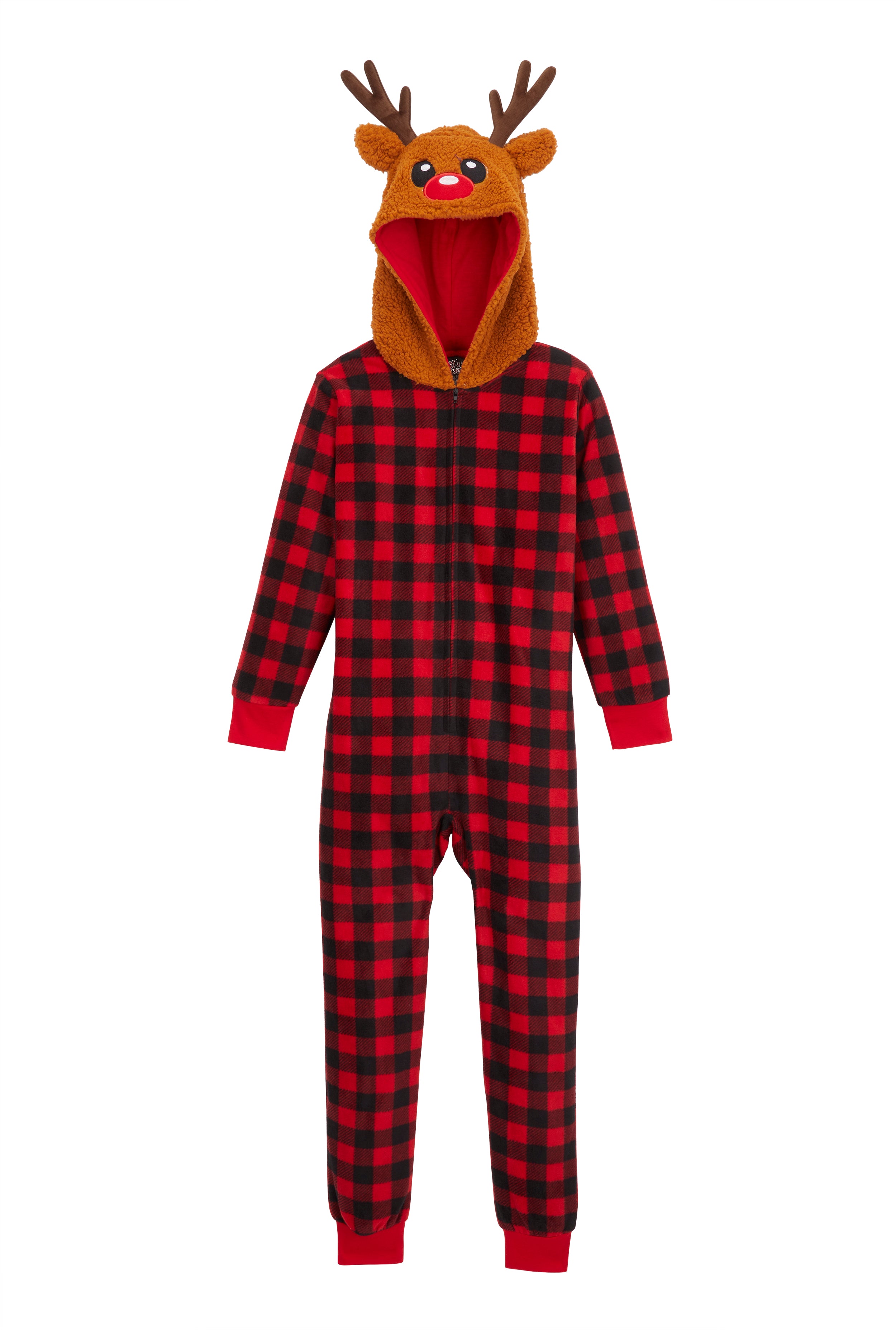 Fleece Red And Black Plaid Pajamas Onesie One Piece Red Pajama