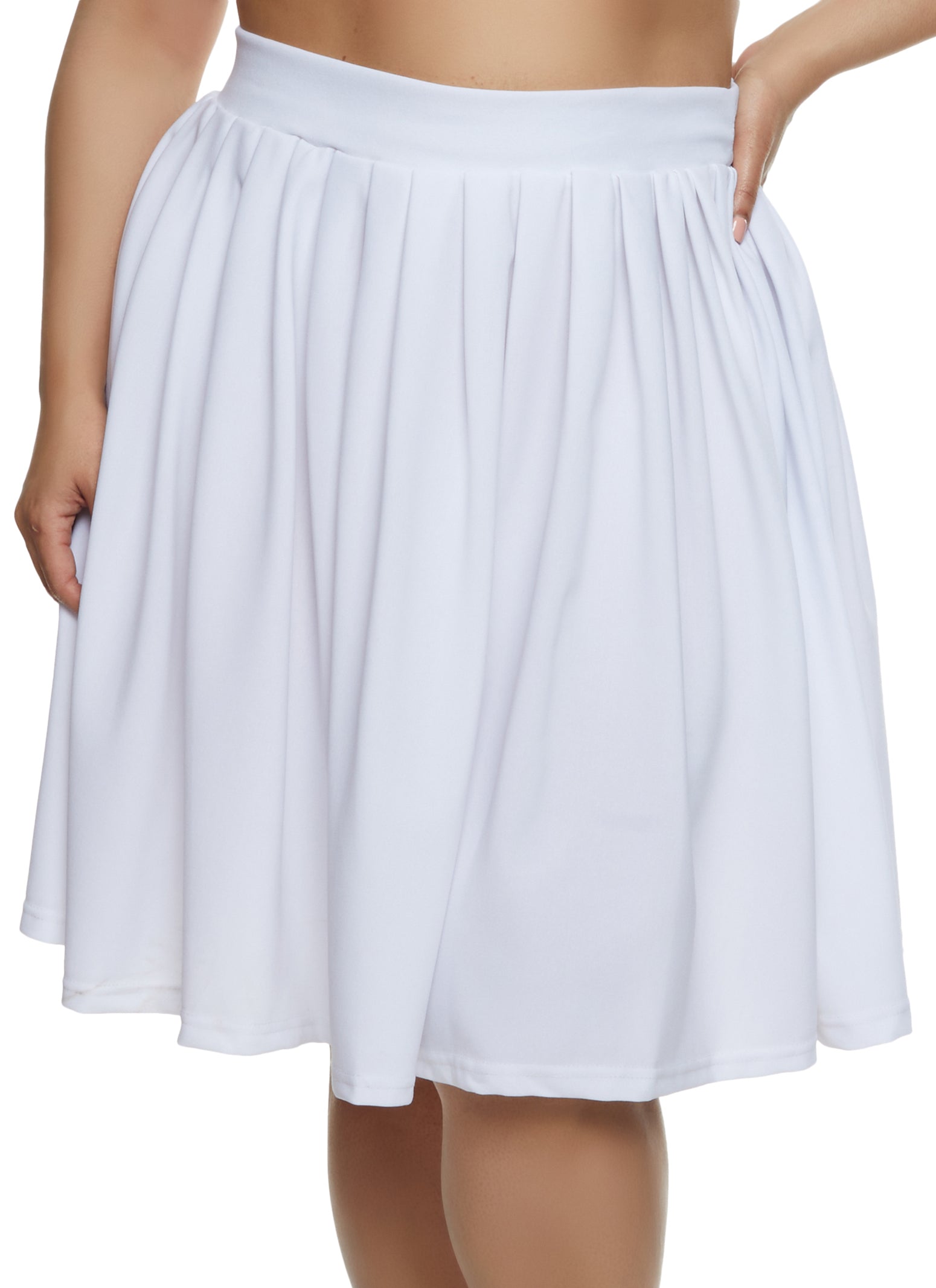 Distill vin opladning Plus Size Solid Pleated Skater Skirt - White