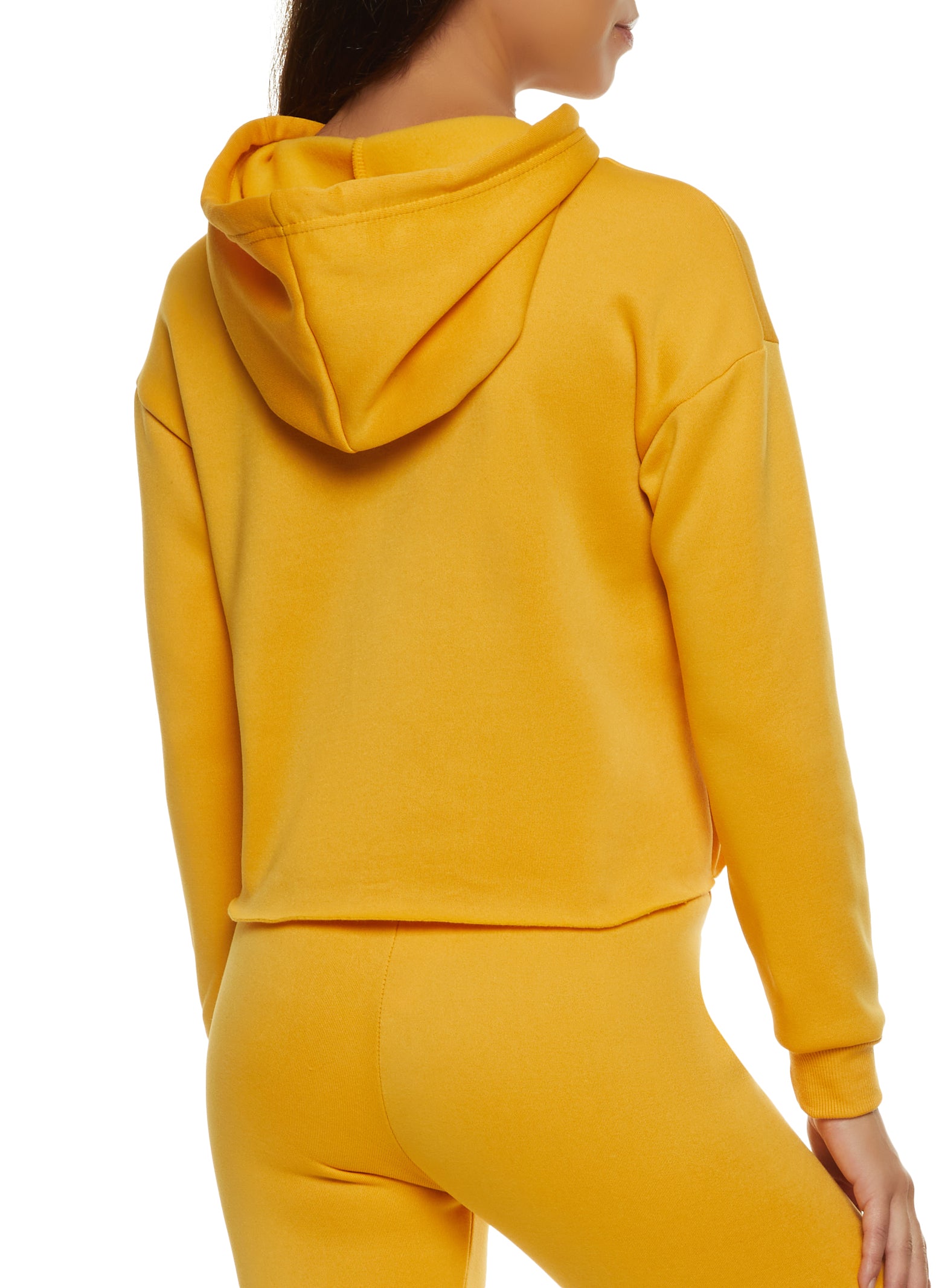 Rhinestone Studded Lip Graphic Hoodie - Gold