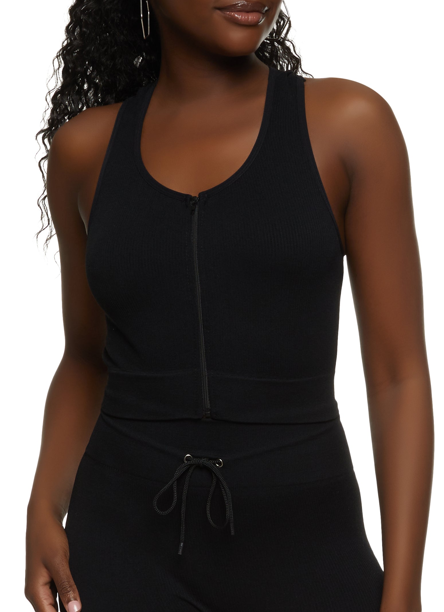 Zip Up Scoop Neck Tank Top