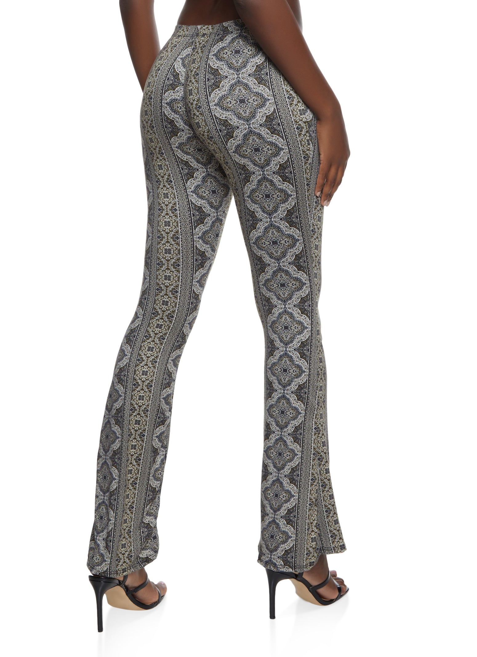 Border Patterned Flare Pants