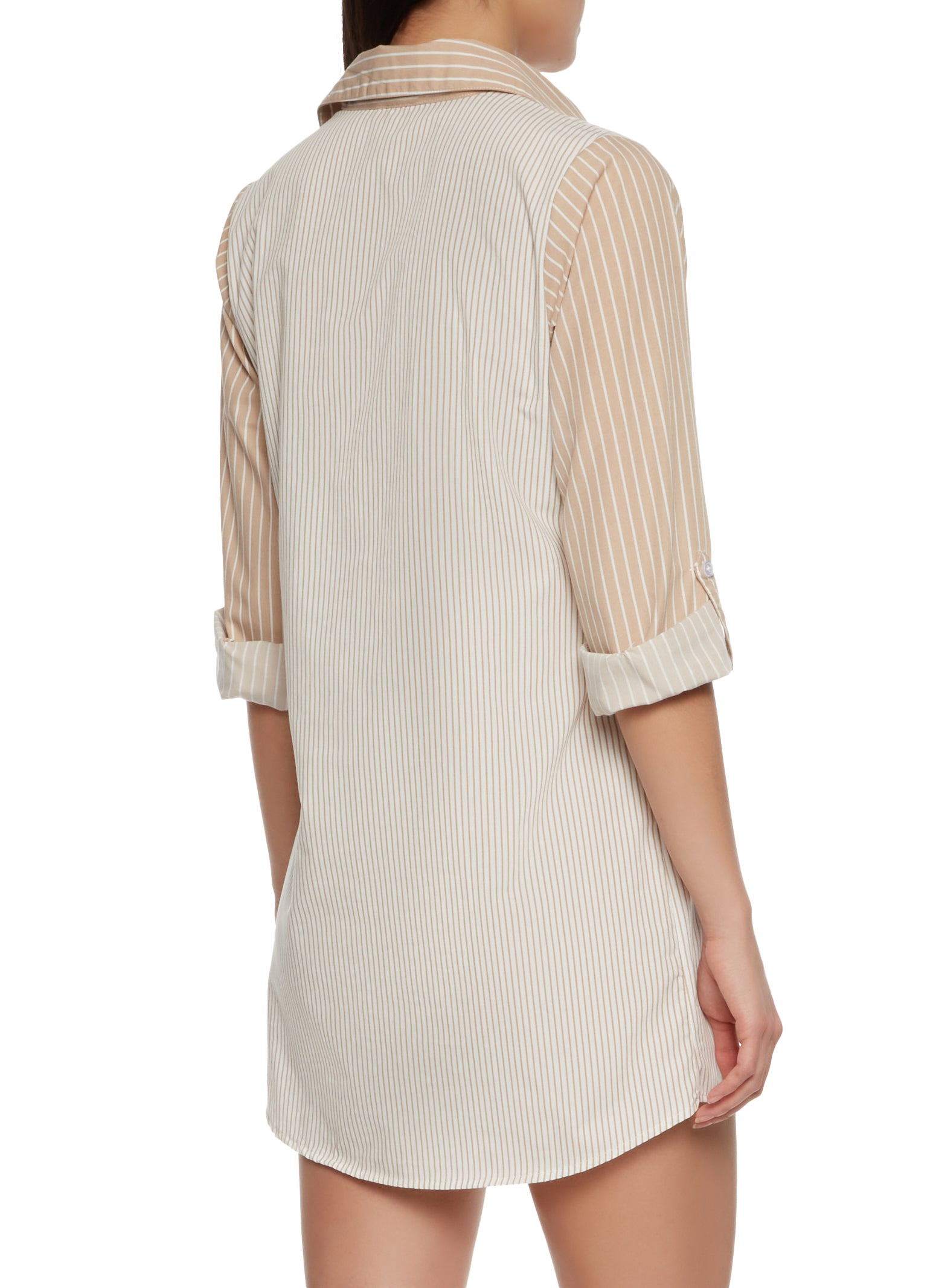 Striped Color Block Shirt Dress