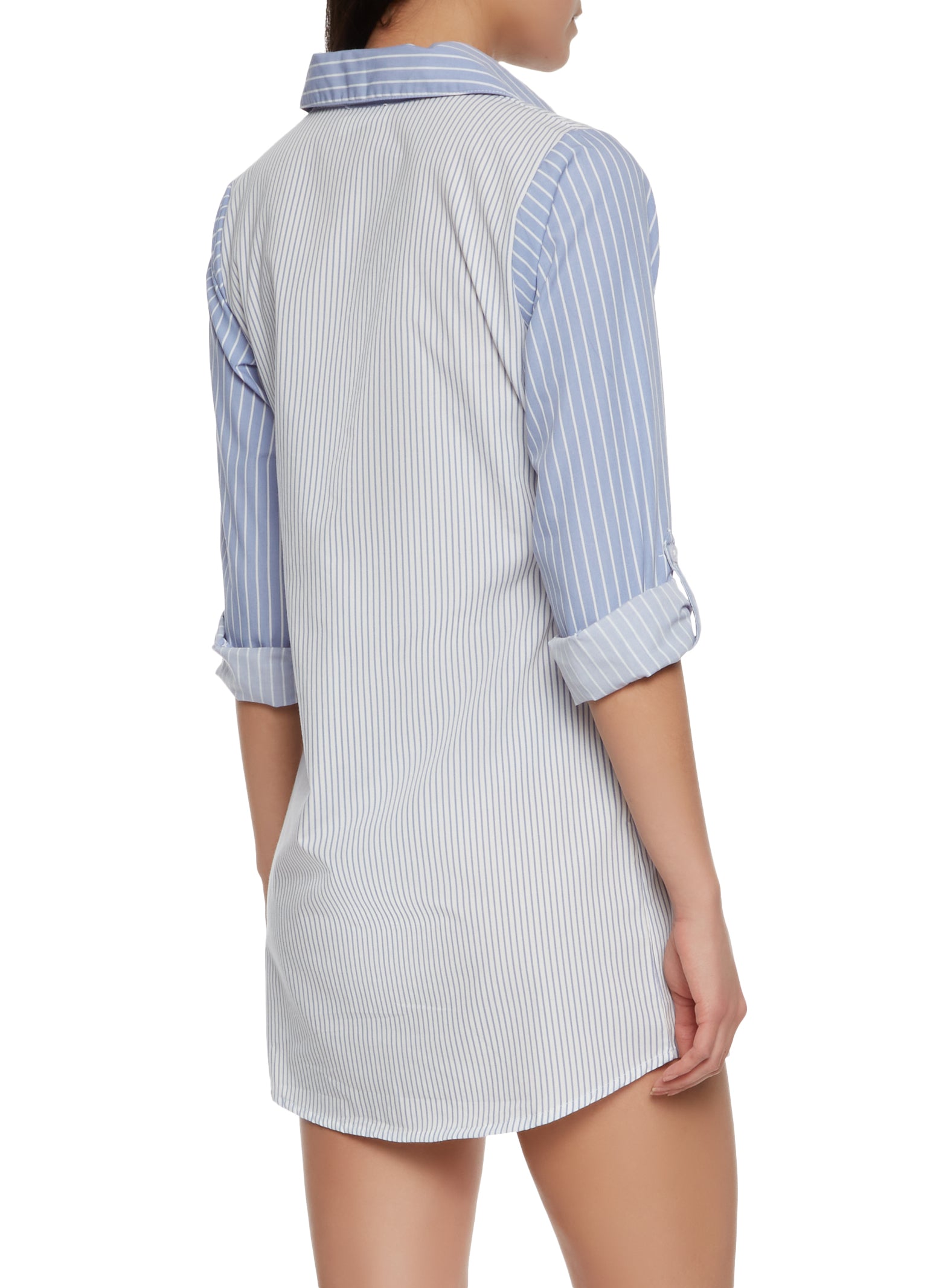 Striped Color Block Shirt Dress