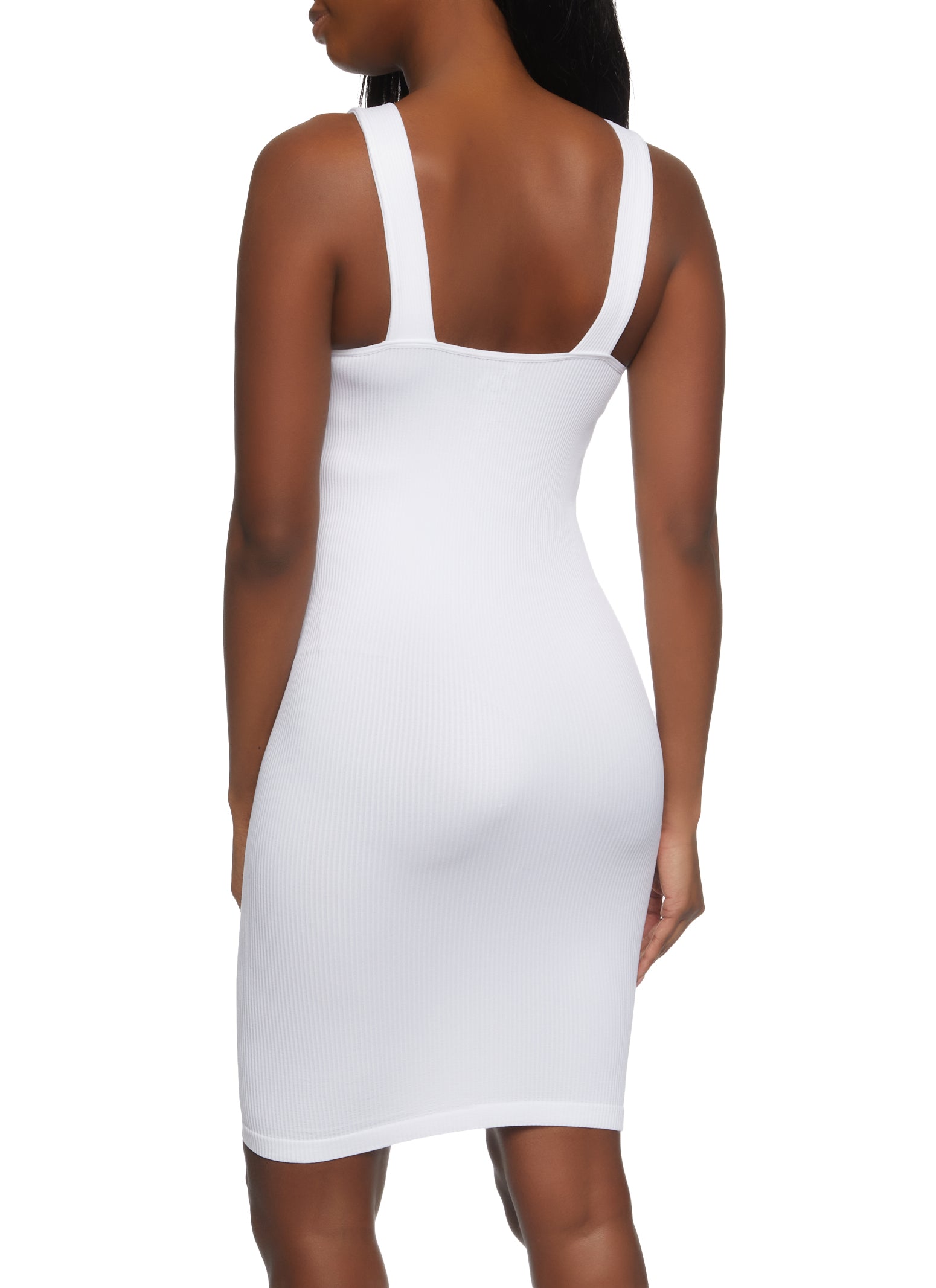 Seamless Ribbed Buckle Strap Tank Dress