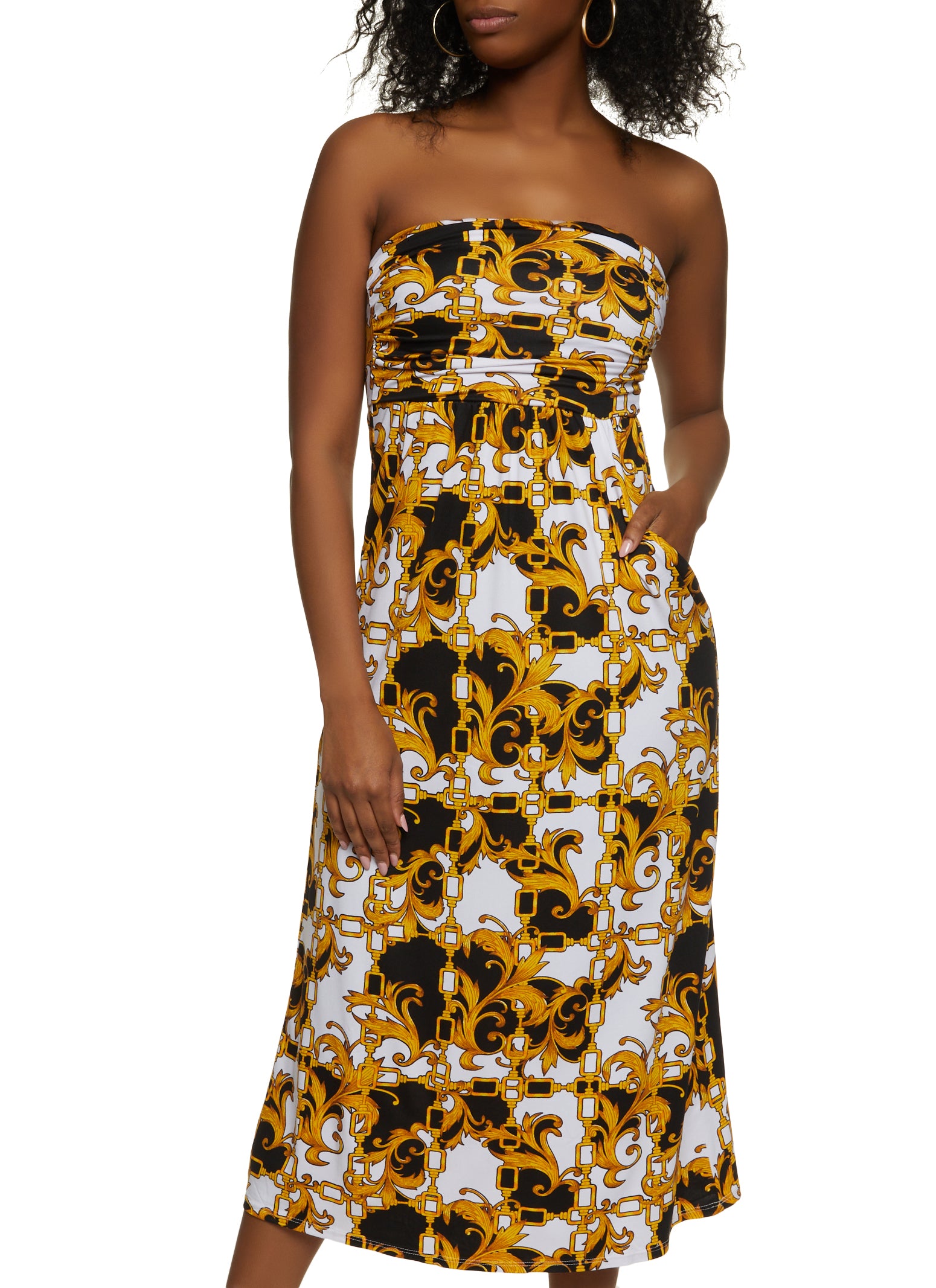 Rope Chain Status Print Tube Dress