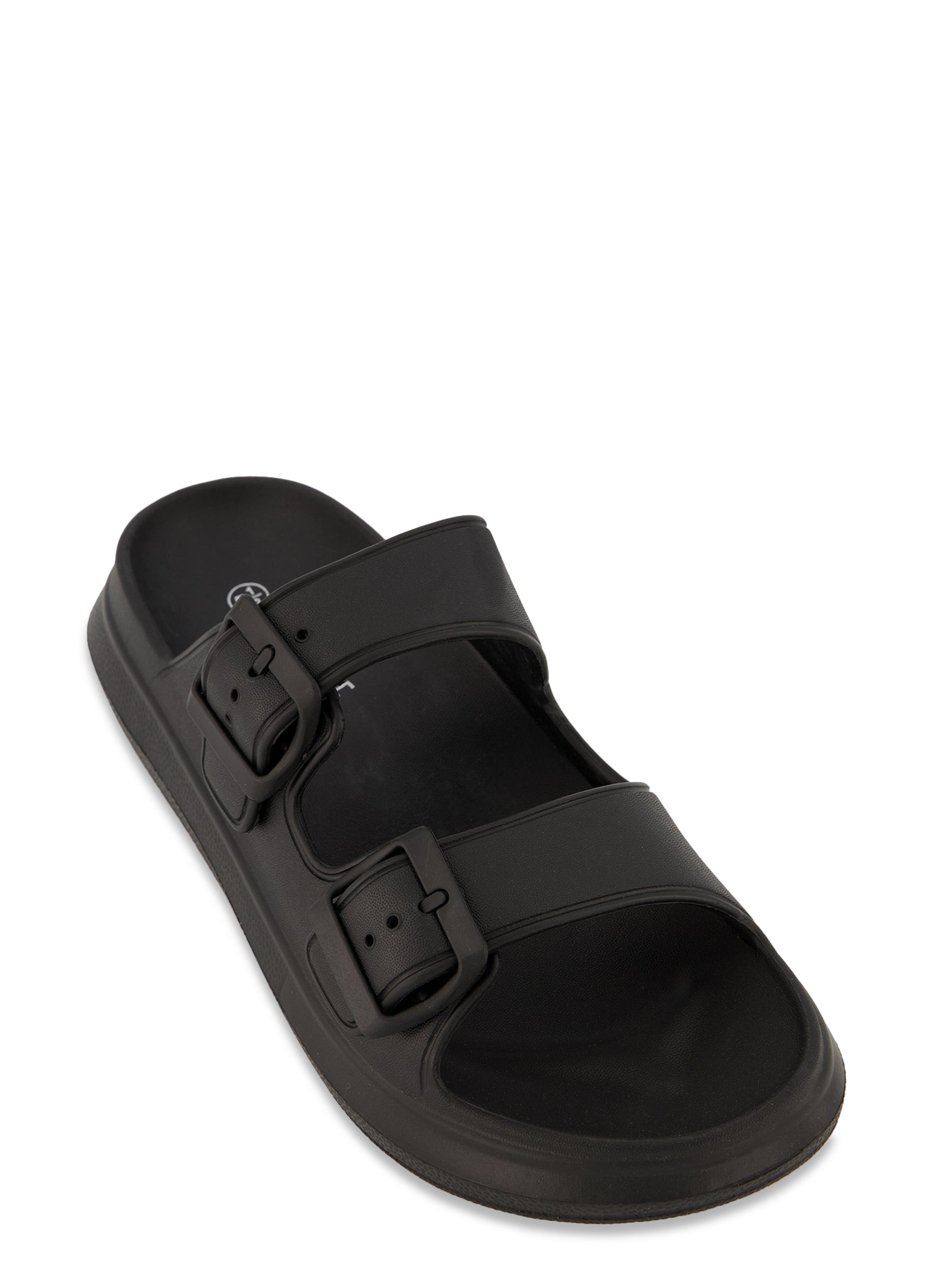 Leather Dual-Buckle Slide Sandals
