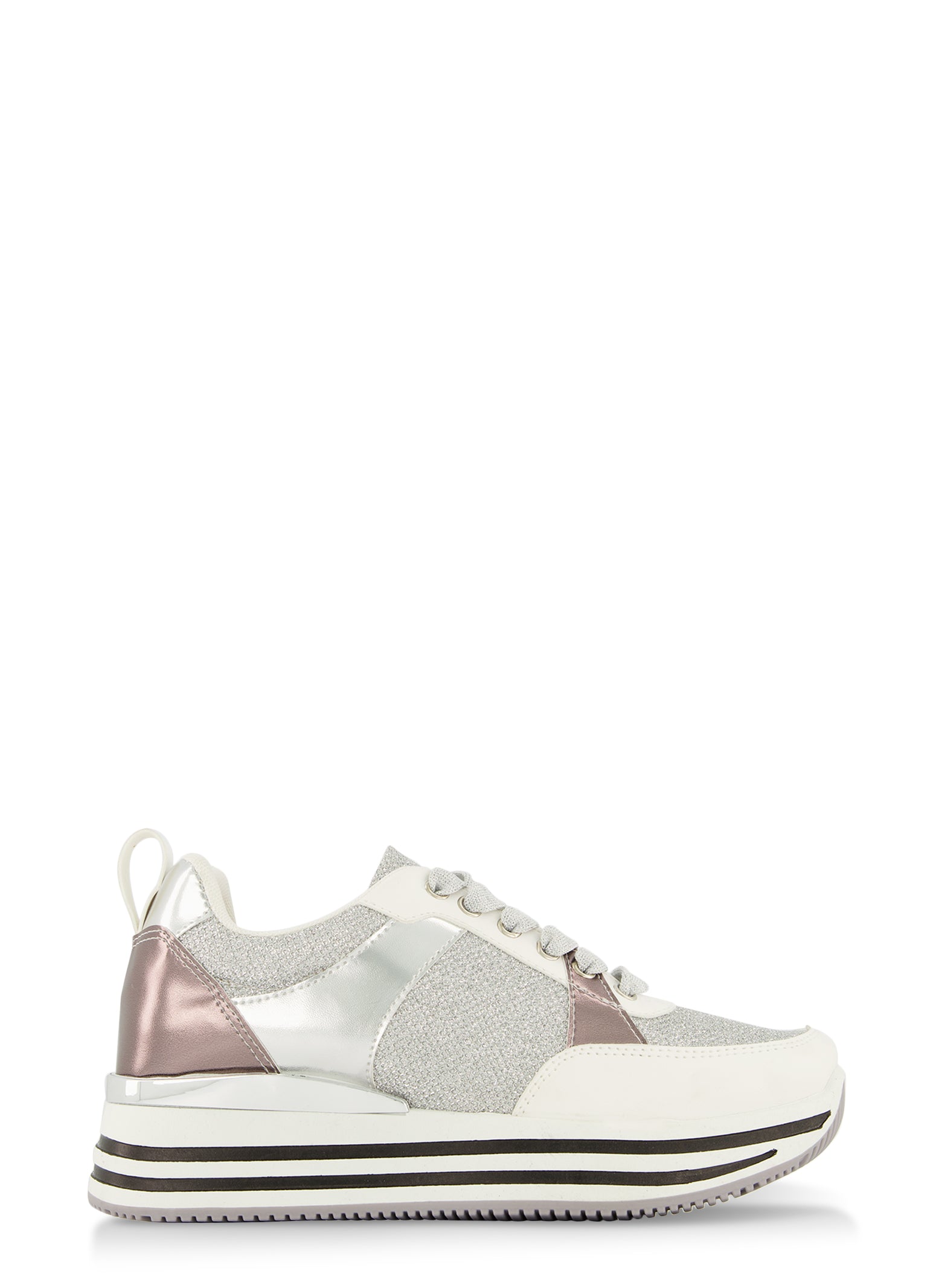 Anzai retort Forsøg Striped Sole Lace Up Platform Sneakers - White
