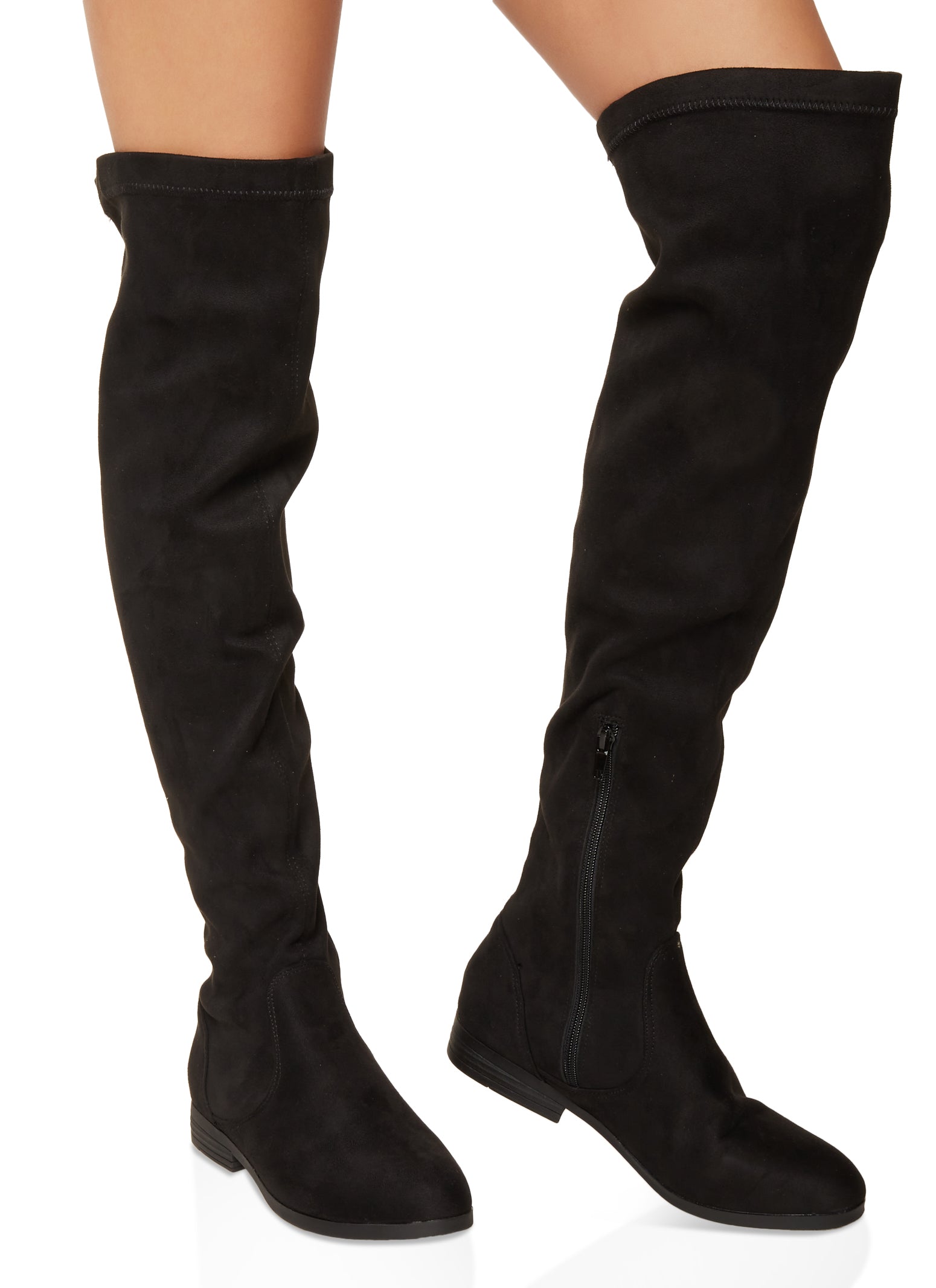 the Knee Boots - Black Suede