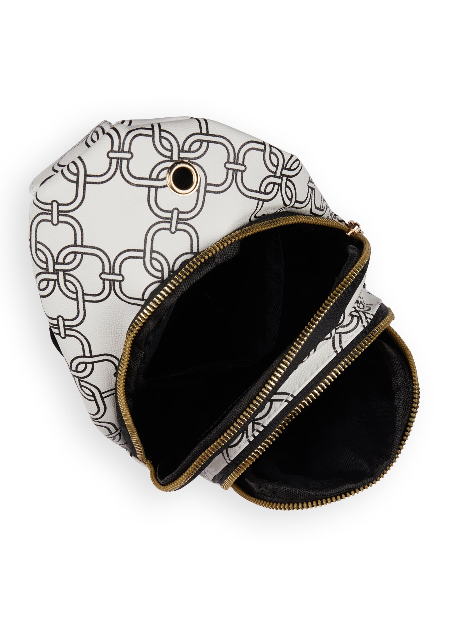 Faux Leather Printed Triple Zip Sling Backpack