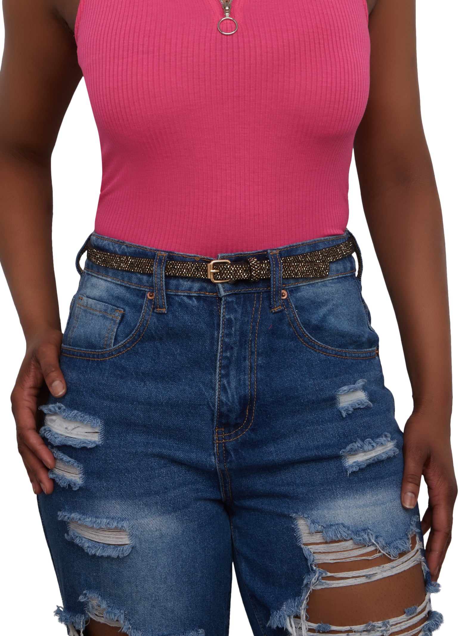 Glitter Metallic Buckle Belts 3 Pack