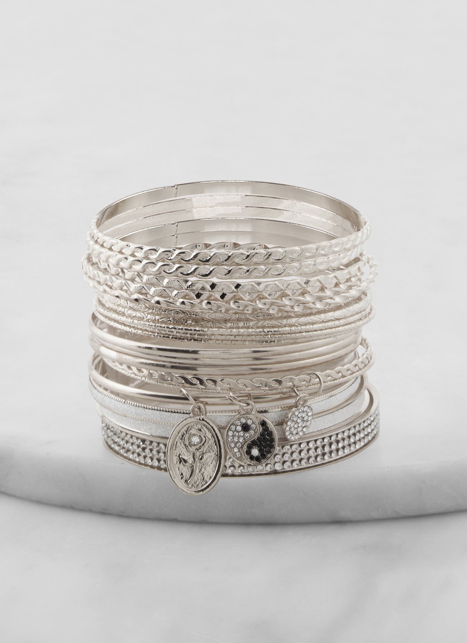 Plus Size Set of 20 Yin Yang Charm Bangles