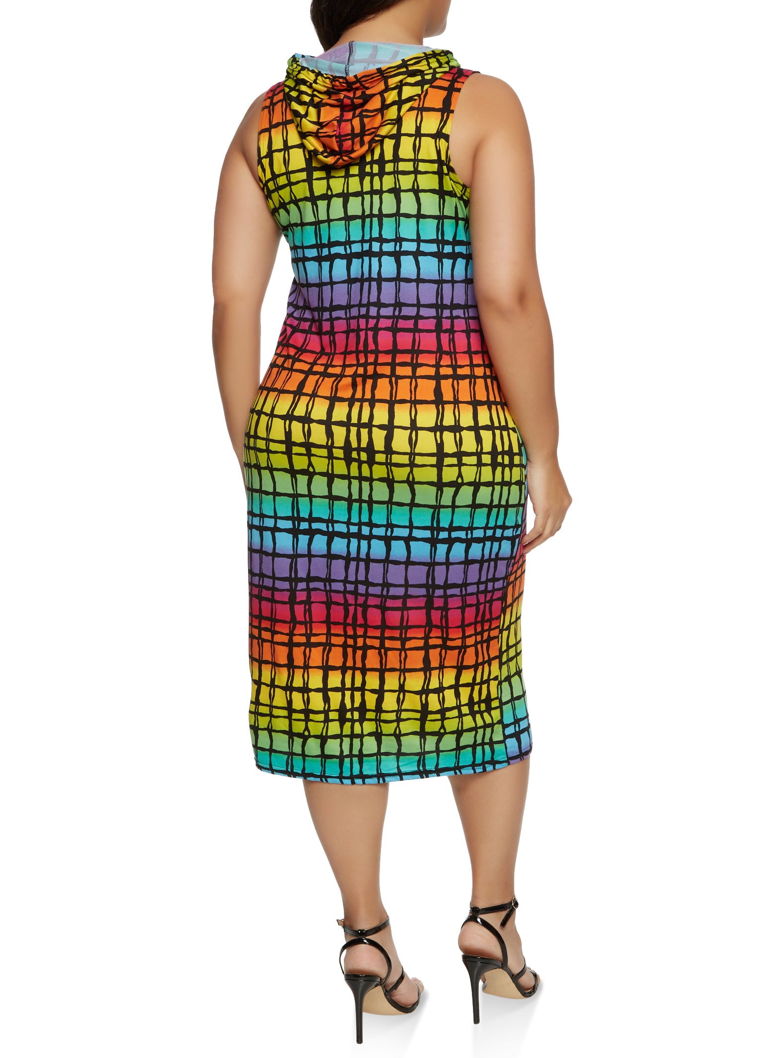 Plus Size Printed Sleeveless Hoodie Dress