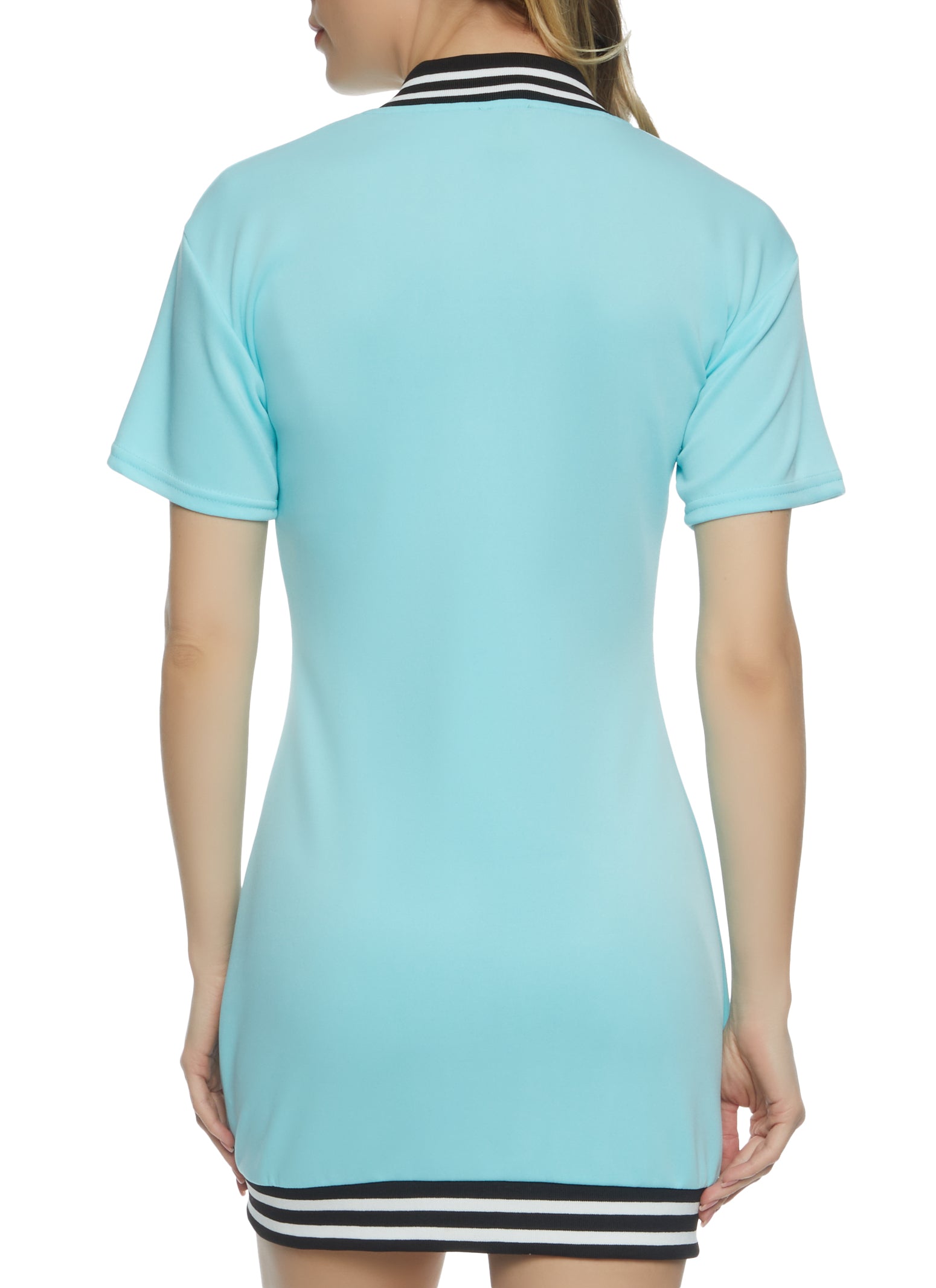 Button Front Baseball Jersey Dress