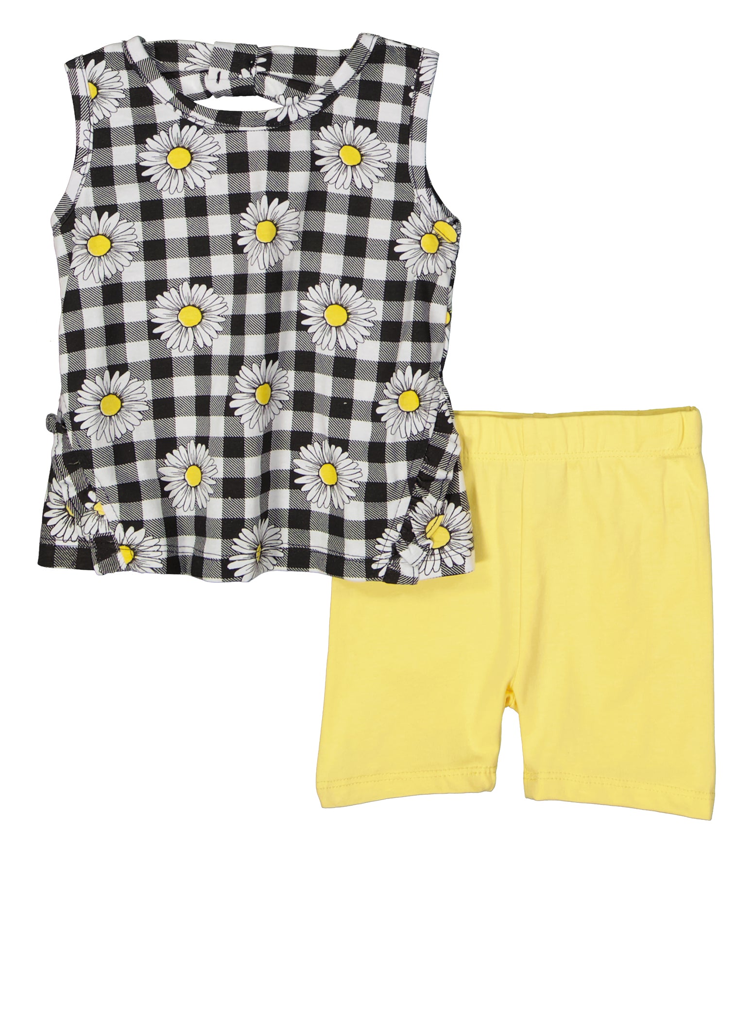 Baby Girls 1224M Checkered Tank Top and Biker Shorts