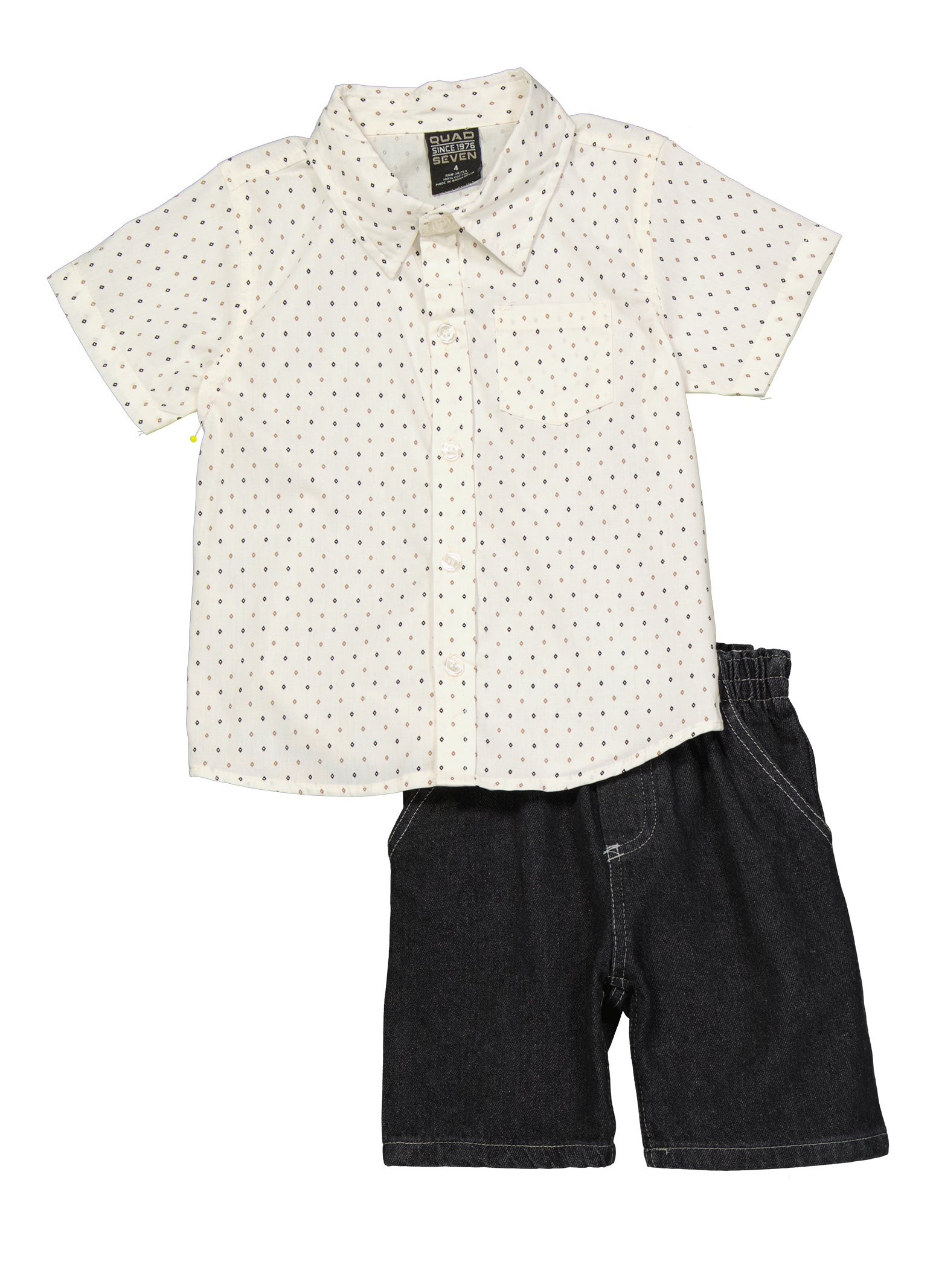 Little Boys Button Down Shirt and Denim Shorts