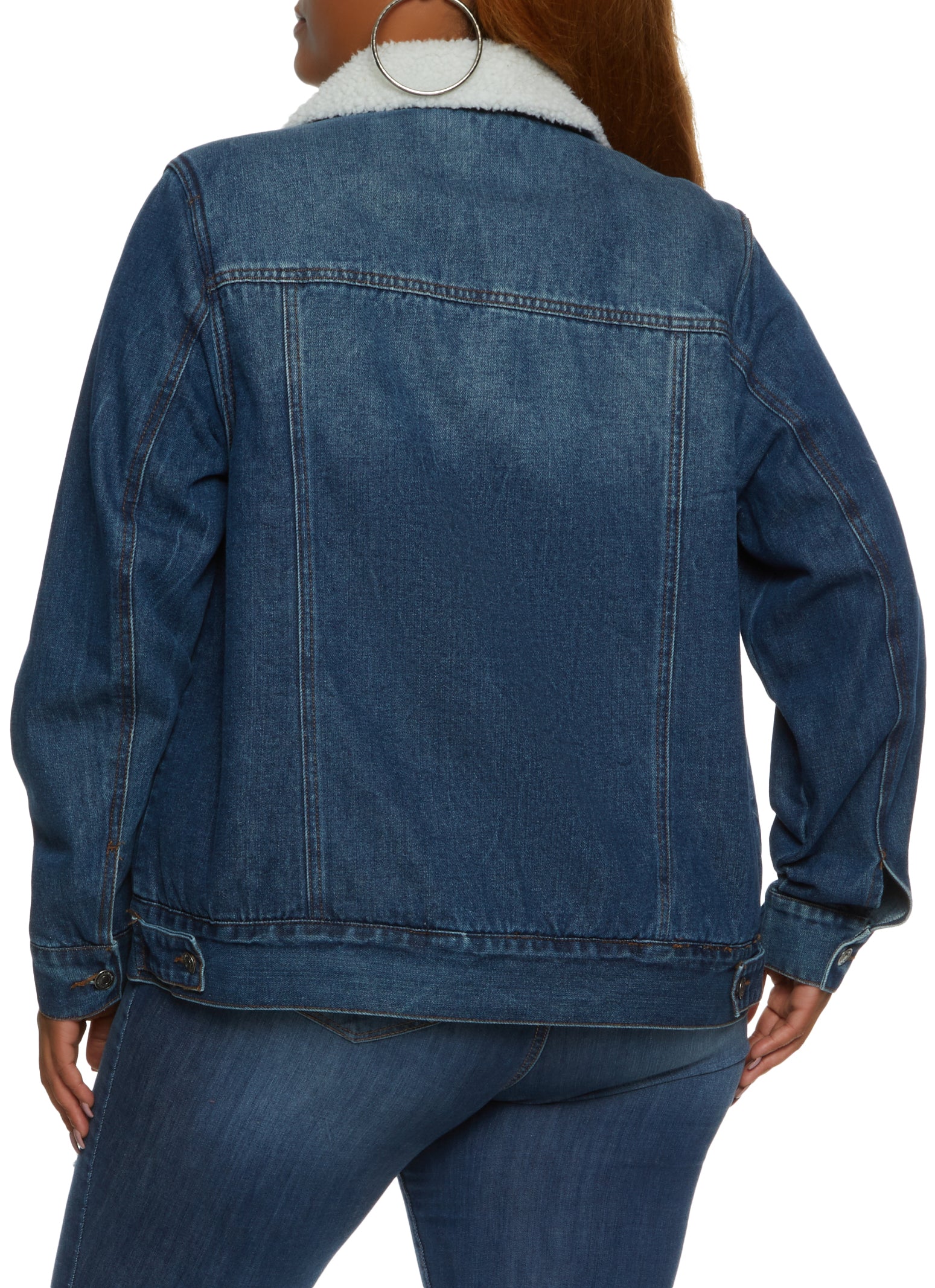 In The Wash Denim Trucker Jacket Women's Size 6 Long Sleeve Brown Blue  Acid Wash