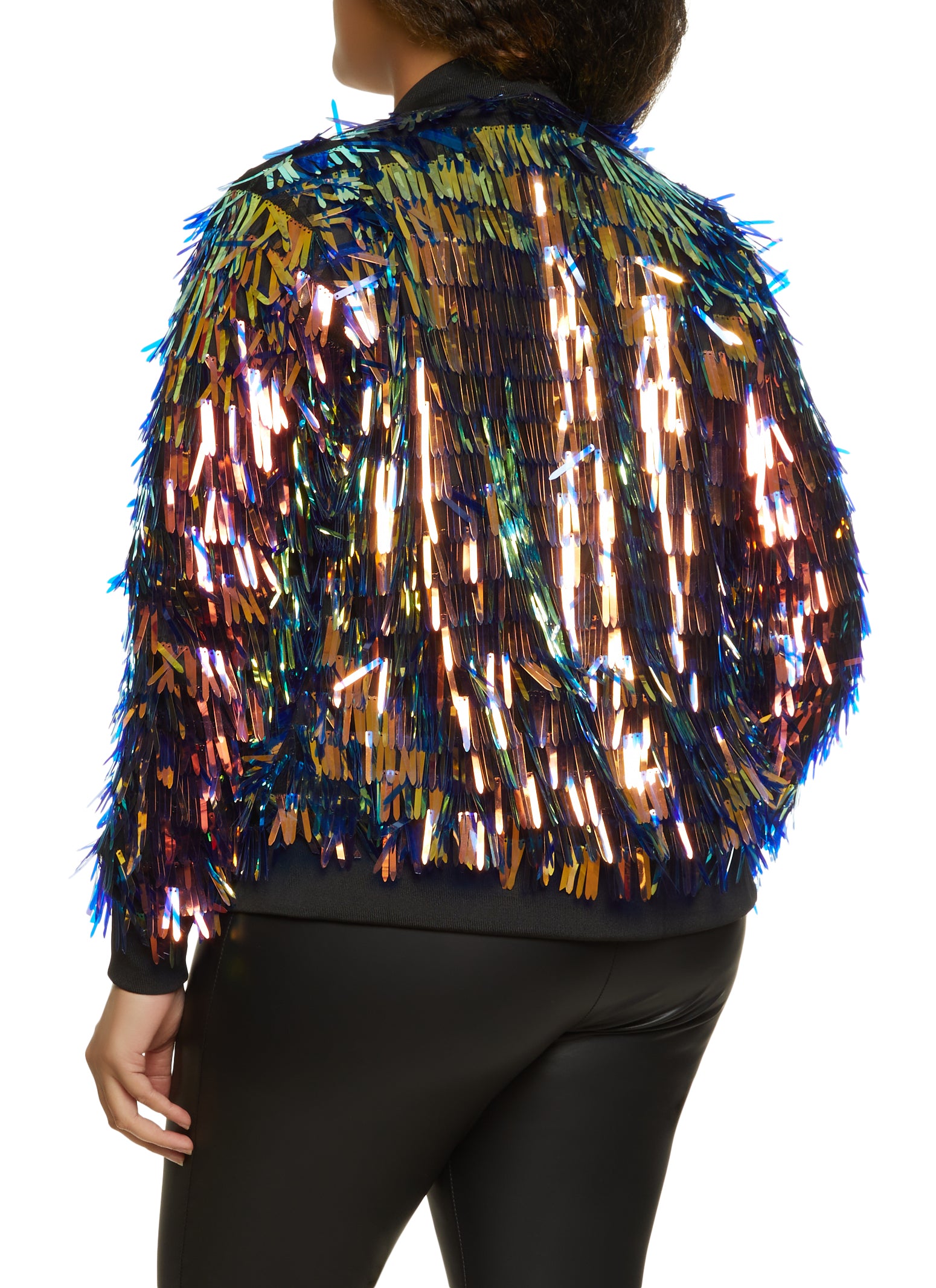 Plus Size Tinsel Bomber Jacket