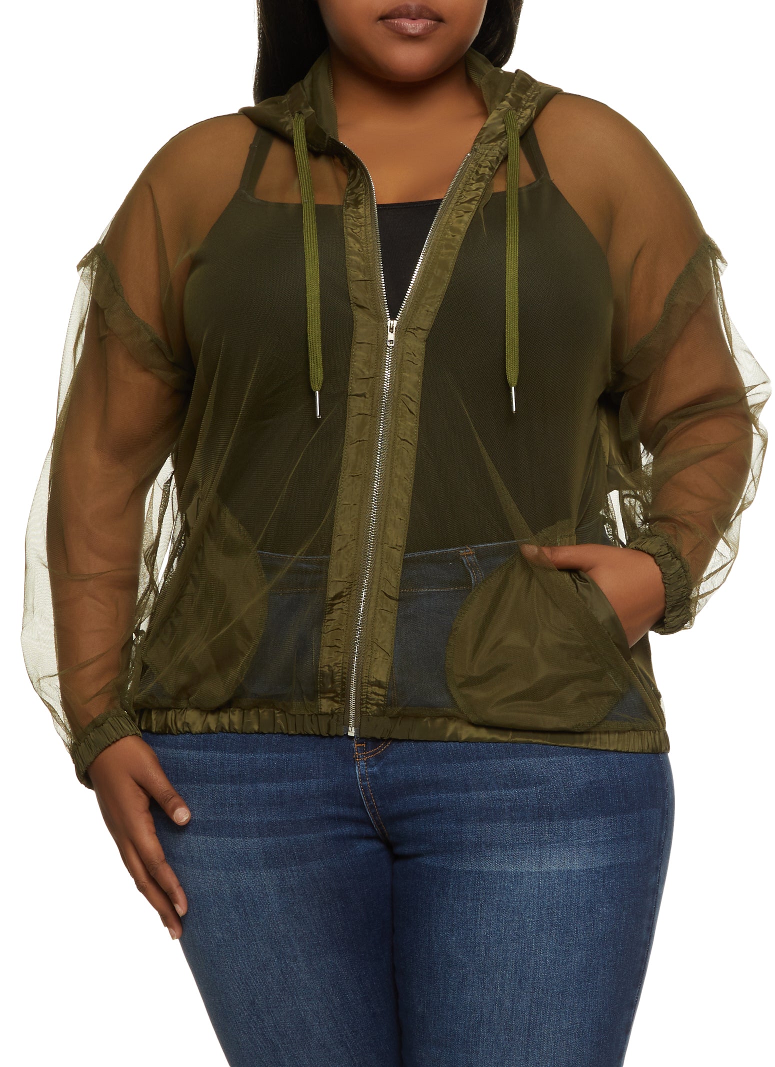 Plus size mesh hoodie Clearance