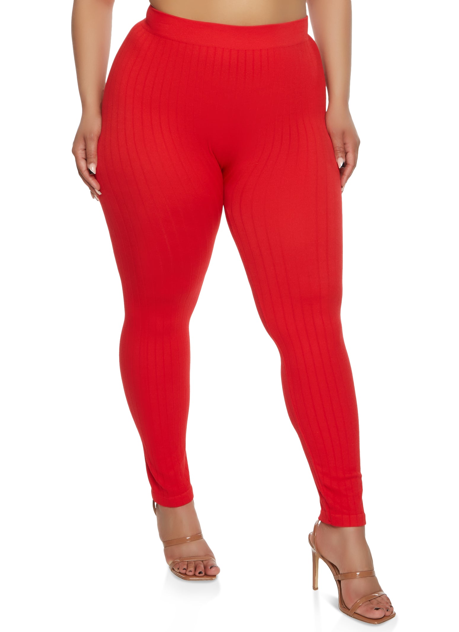 Plus Size Compression Ribbed Leggings