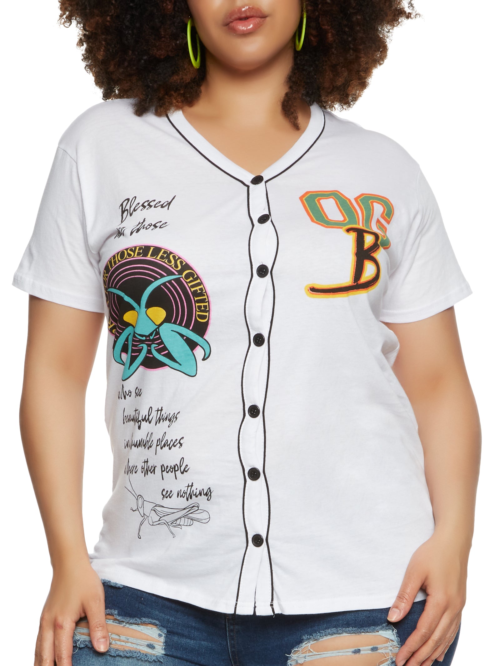 Plus Size Graphic Baseball Tee